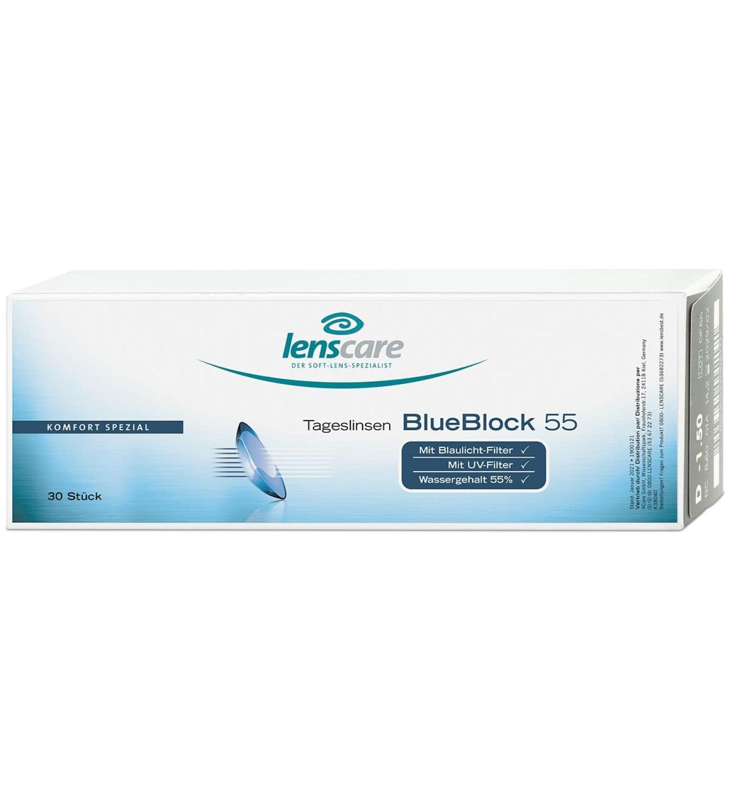 BlueBlock 55 Daily Contact Lenses - 5 Pack BC 8.6 mm DIA 14.2 mm +0.25 Diopters International Shipping - Buy Online on GoSupps.com