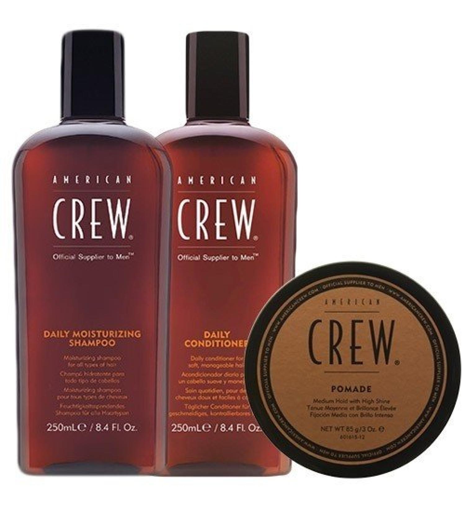 American Crew Daily Moisturizing Shampoo & Conditioner Set 250 ml + Pomade 85 g - International Shipping Available - Buy Online on GoSupps.com
