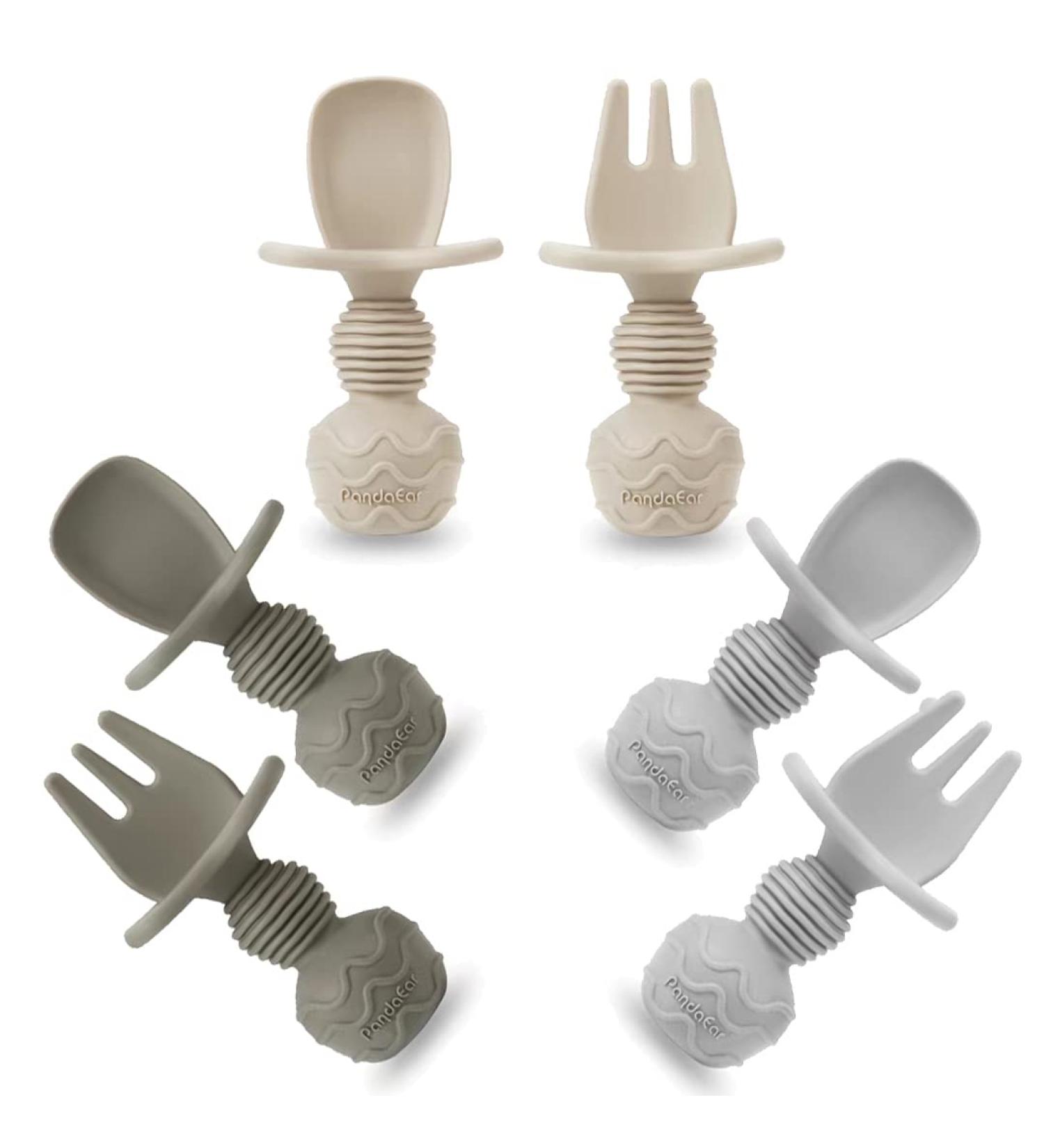 Pandaear 6 Pack Silicone Baby Spoon & Fork Set - First Self-Fed Utensils for Babies 3 Months+ - Perfect for International Shipping - Buy Online on GoSupps.com