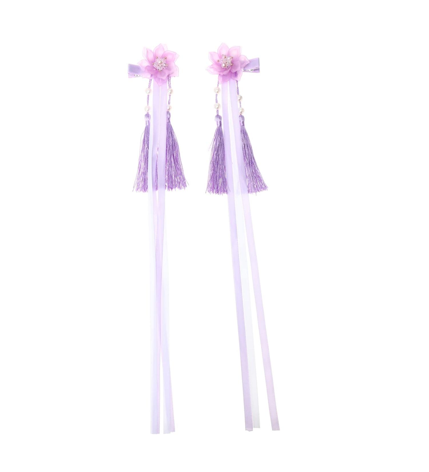 FRCOLOR Dangle Tassel Hairpin Pair headgear children cheongsam headdress clip for women tassel barrettes flower clips for women womens barrettes for photo purple pin - Buy Online on GoSupps.com
