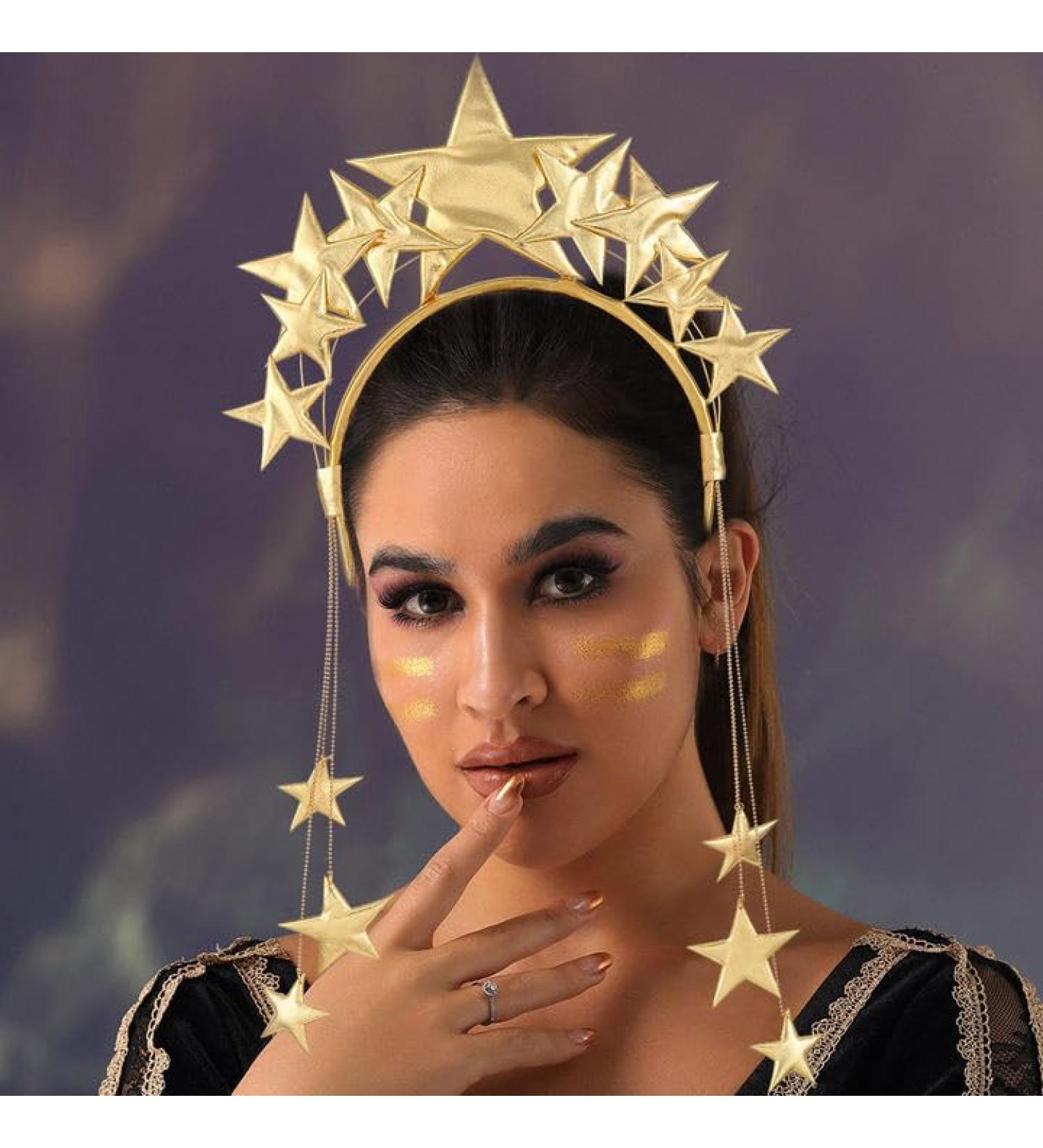 Zoestar Stars Headband Gold Halo Crown Headbands Star Goddess Headpiece Party Costume Hair Accessories for Women - Buy Online on GoSupps.com