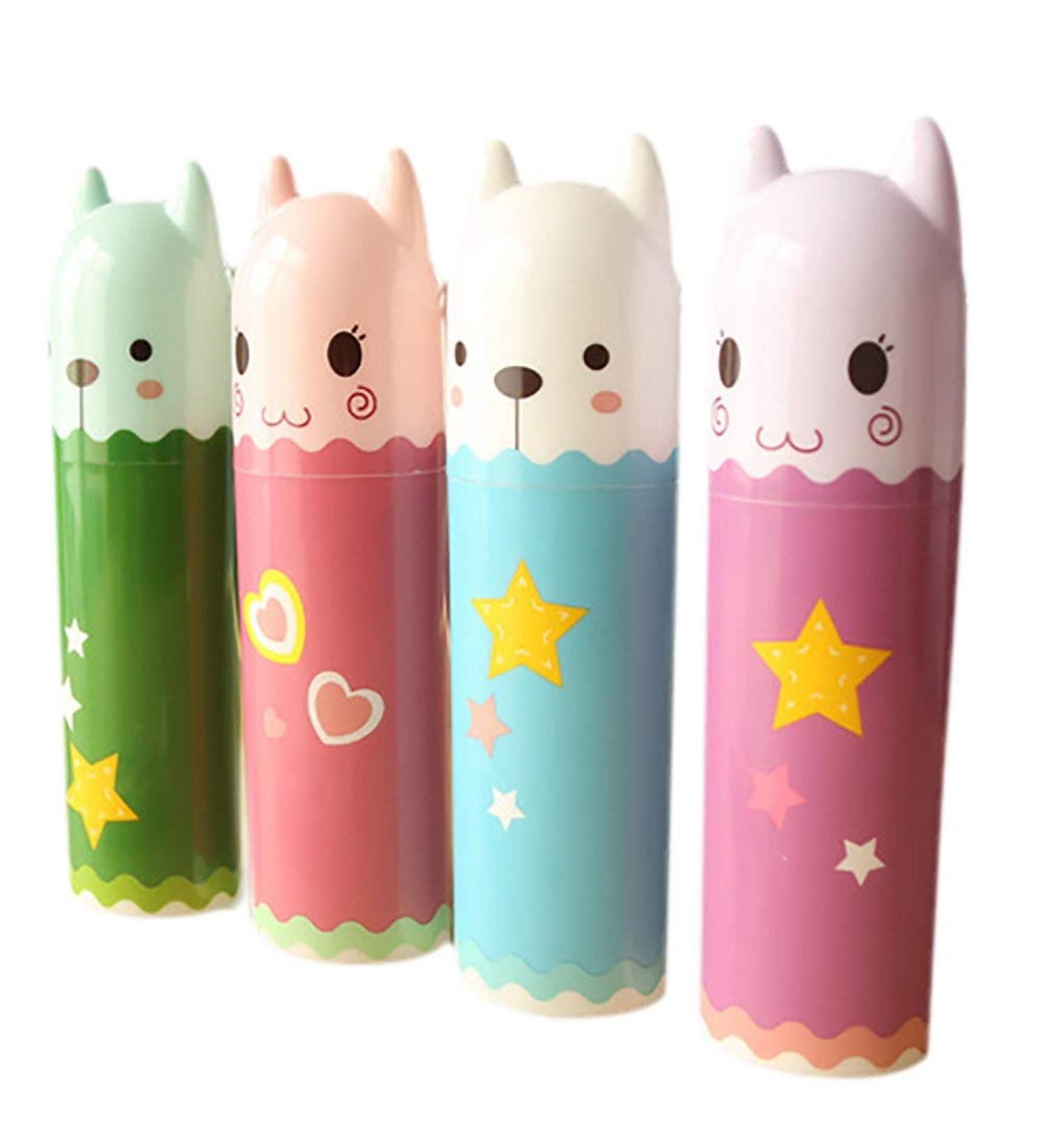 Milopon Travel Toothbrush Holder Set - 2x Toothbrush & Toothpaste Etui Case - Pink & Blue - Perfect for International Shipping - Buy Online on GoSupps.com