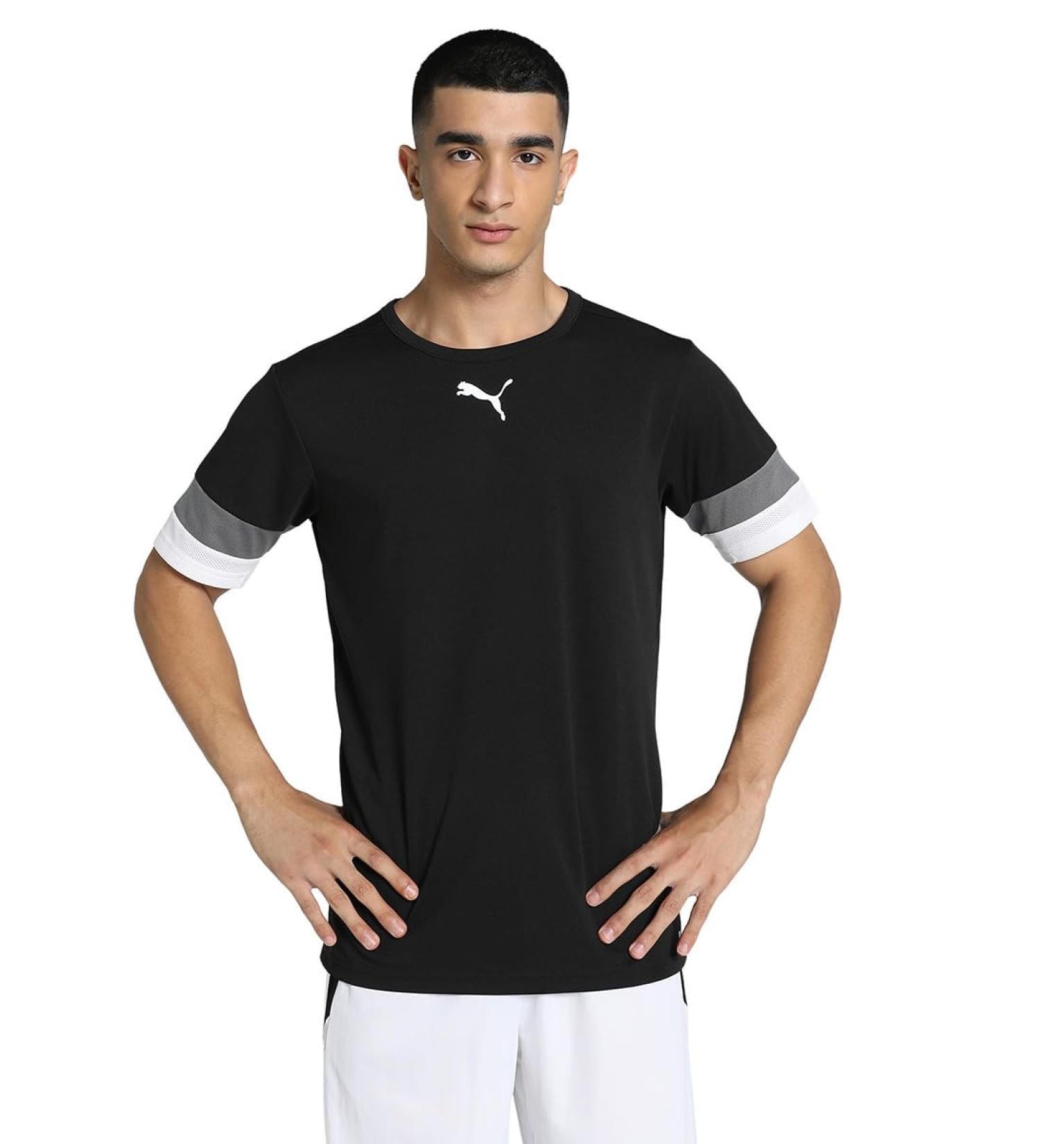 PUMA Men's Shirt - Black Smoked Pearl & White | International Shipping Available - Buy Online on GoSupps.com