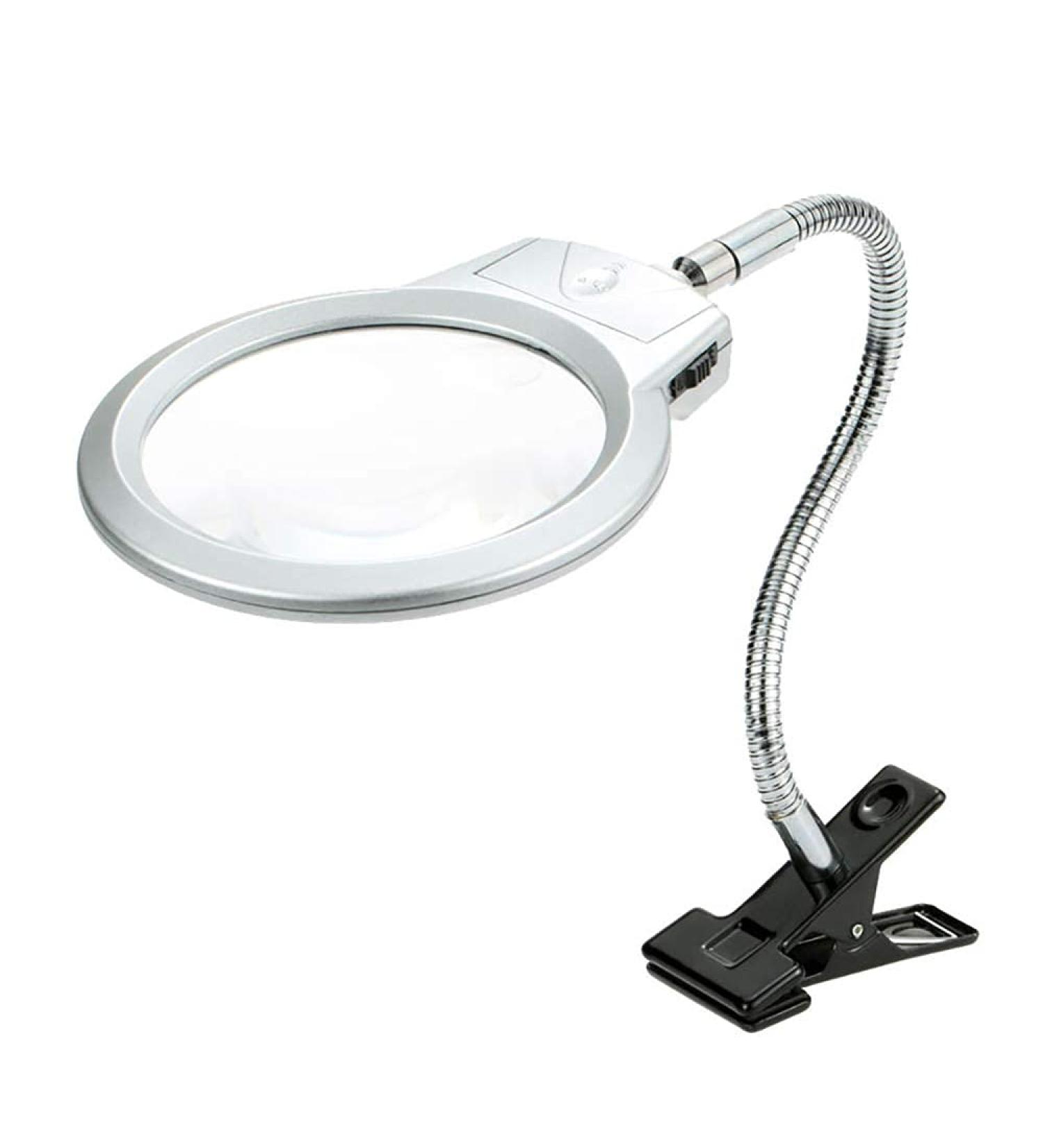 Gooseneck Magnifier with Clamp Hands Free Led Light Magnifying Glass for Close Work Foldable Desktop Magnifying Glass for Reading Crafts Silver Lofty Ambition - Buy Online on GoSupps.com