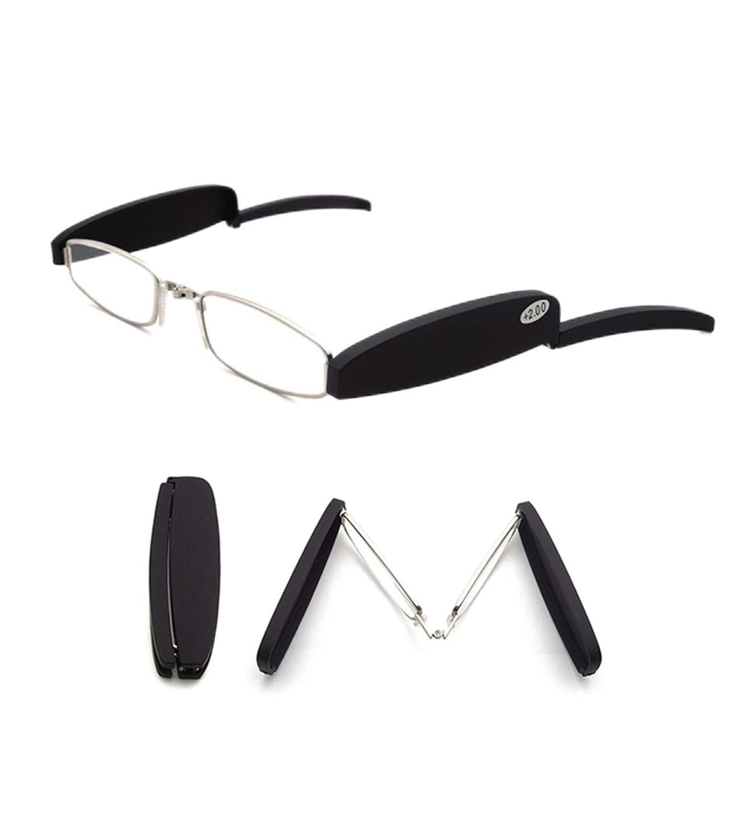 2023 Ultra-Light Screwless Foldable Titanium Reading Glasses - Prevent Blue Light - Portable 360 Mini Bag - Unisex (Black 2.00) - Buy Online on GoSupps.com