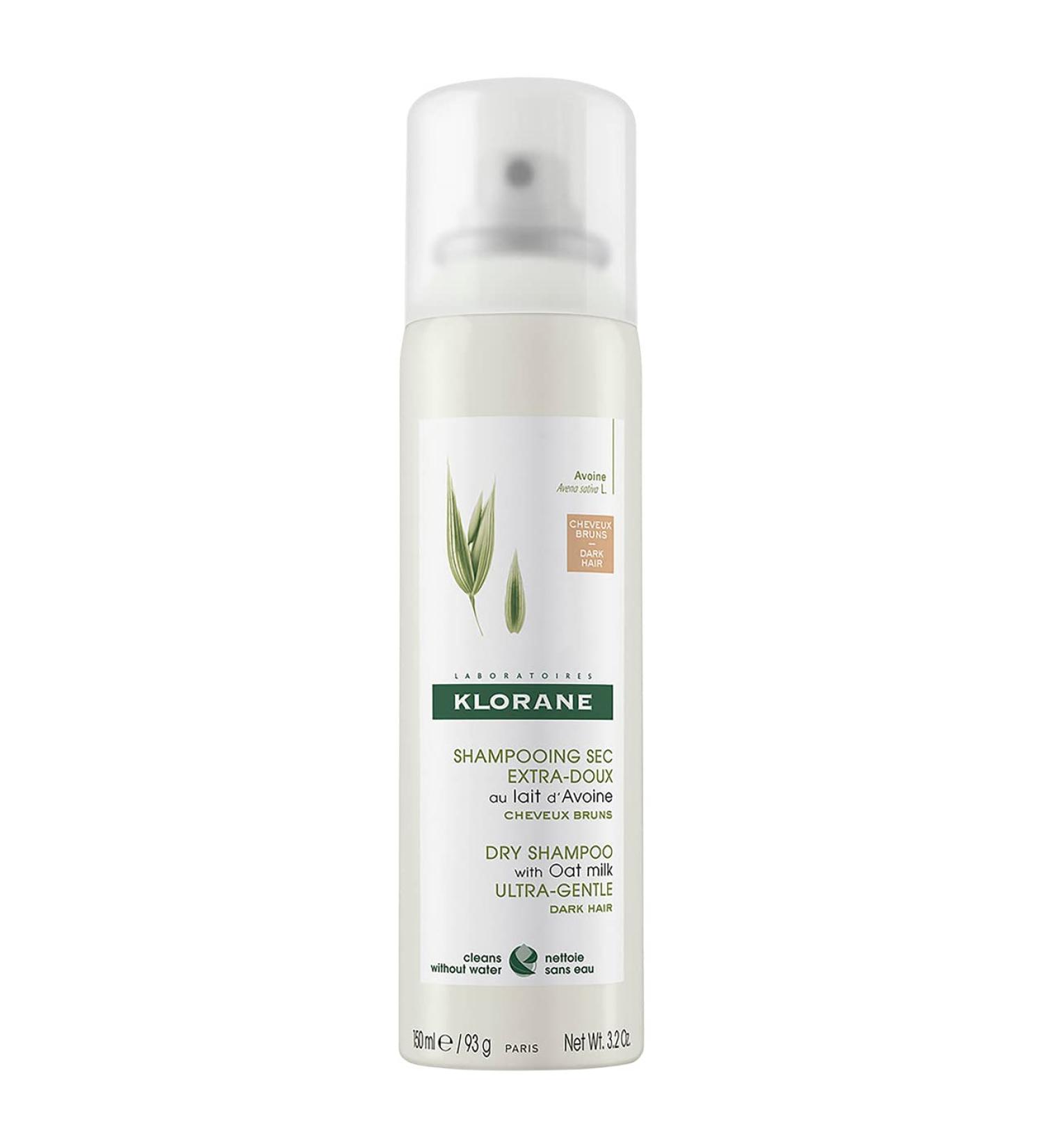 Klorane Dry Shampoo with Oat Milk - Natural Tint for Dark Hair - 3.2 Fl Oz - Paraben & Sulfate-Free - Buy Online on GoSupps.com