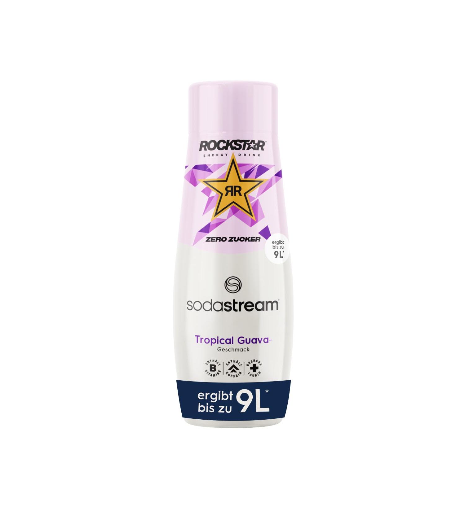 Sodastream Sirup Rockstar Tropical Guava Zero - 1x bottle results in 9 liters of finished drink prepared for seconds and always fresh 440 ml of guava without sugar