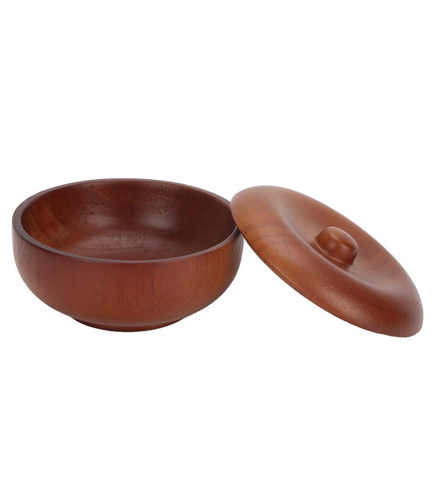 Premium Wooden Shaving Soap Bowl with Lid - Men's Manual Shaving Accessory (9.4 x 4.3 cm) - Ideal for International Shipping - Buy Online on GoSupps.com