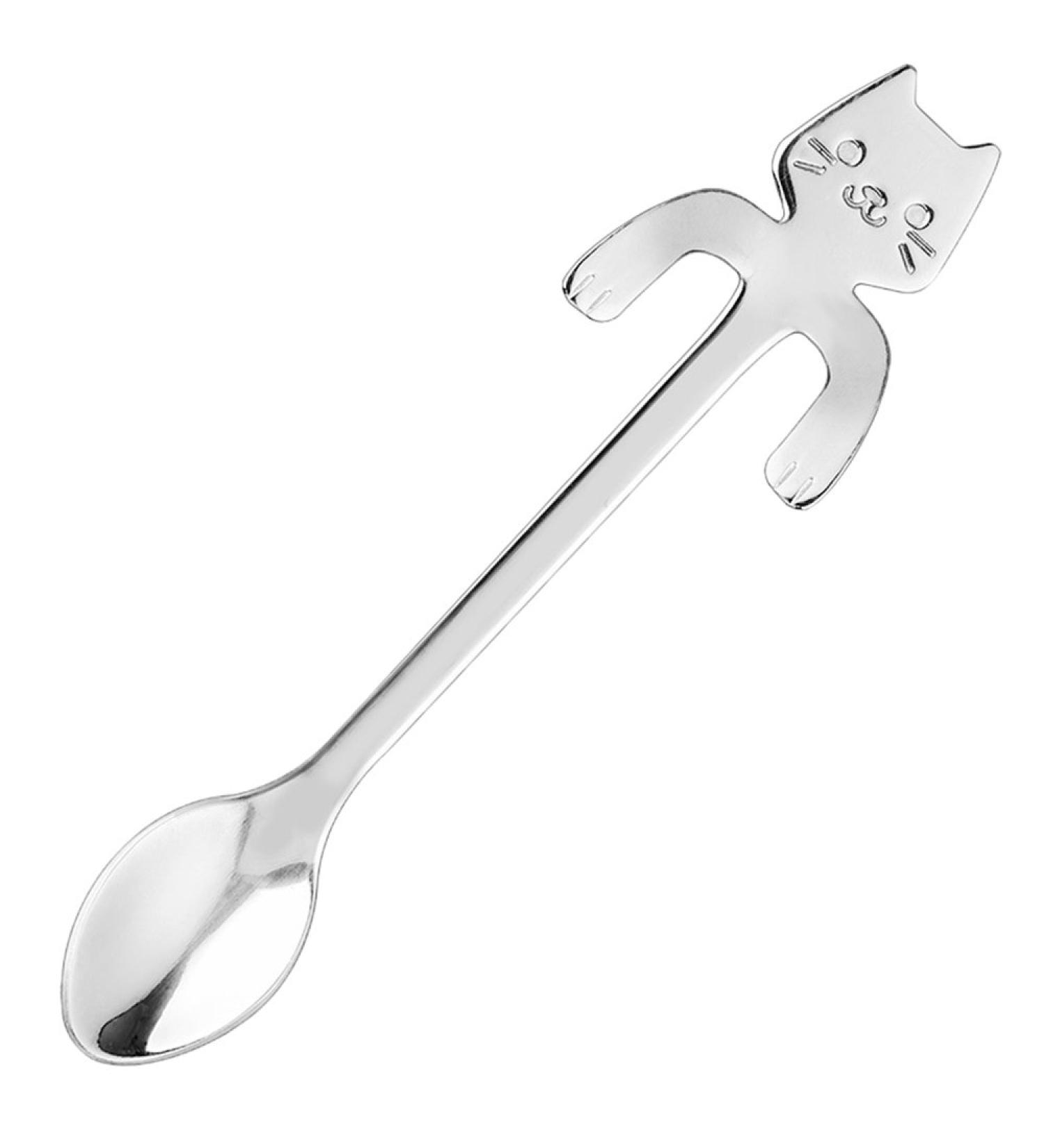COMVIP Cartoon Cuill re en Forme Chat Caf Th en Acier Inoxydable Spoons Argent  - Buy Online on GoSupps.com