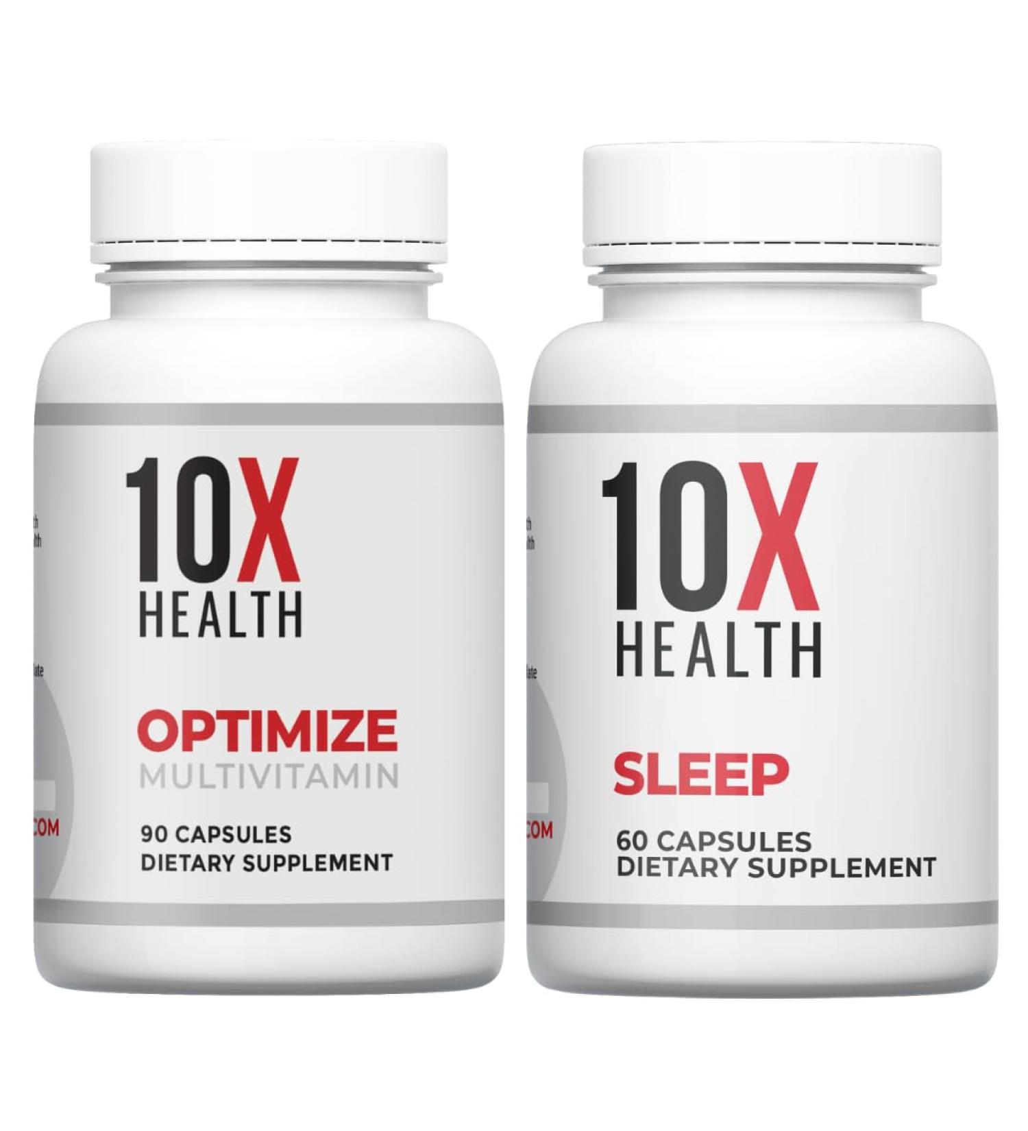 10X Health Optimize (Daily) & Sleep (PM) Bundle - Methylated Multivitamin Capsules + Magnesium L Theanine & Melatonin - Buy Online on GoSupps.com