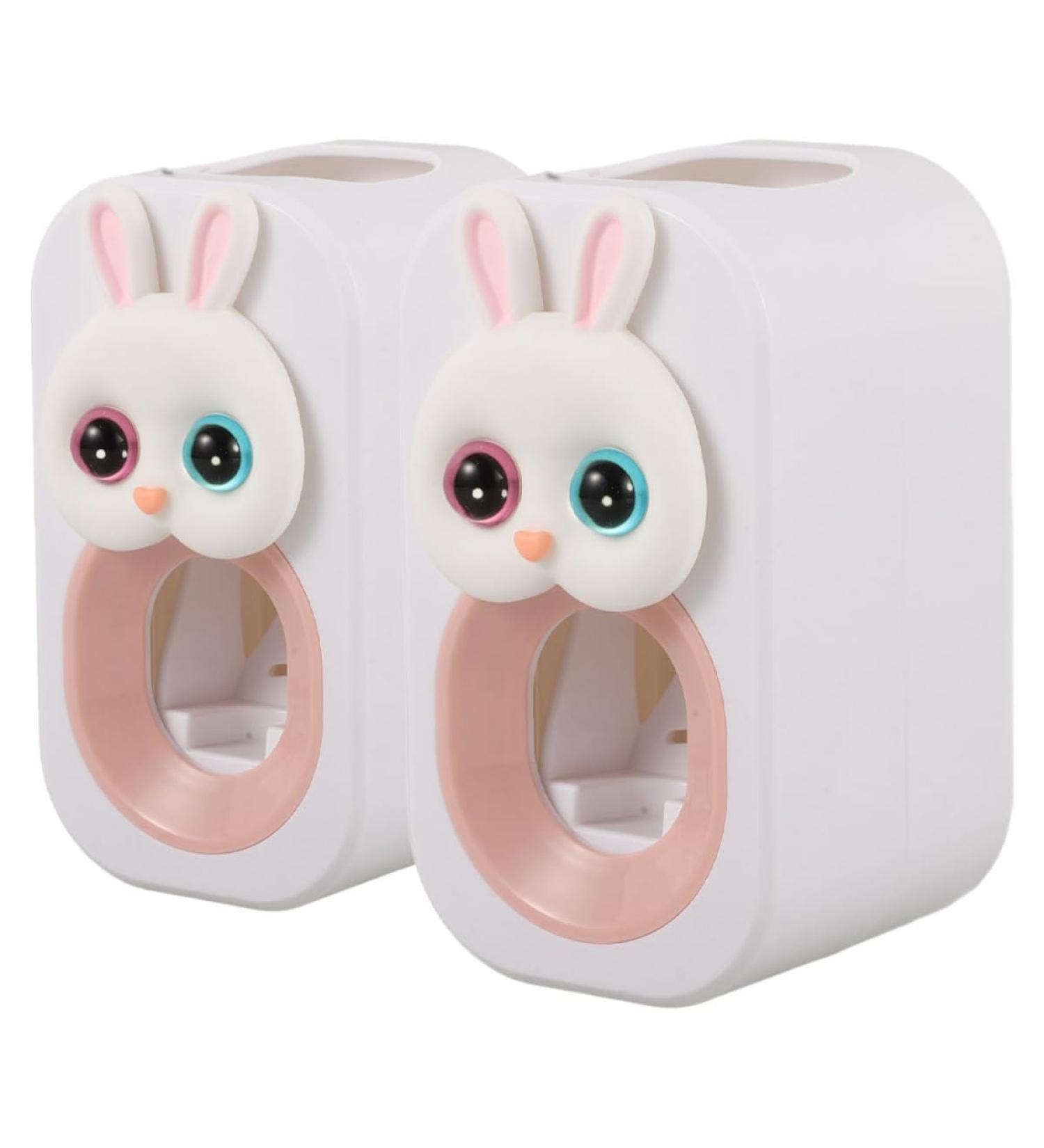 Mobestech Lot de 2 Distributeurs Automatiques de Dentifrice Support Mural en Plastique Design Lapin pour Gar on et Filles Installation Simple sans Effort Adapt la Salle de Bain et - Buy Online on GoSupps.com