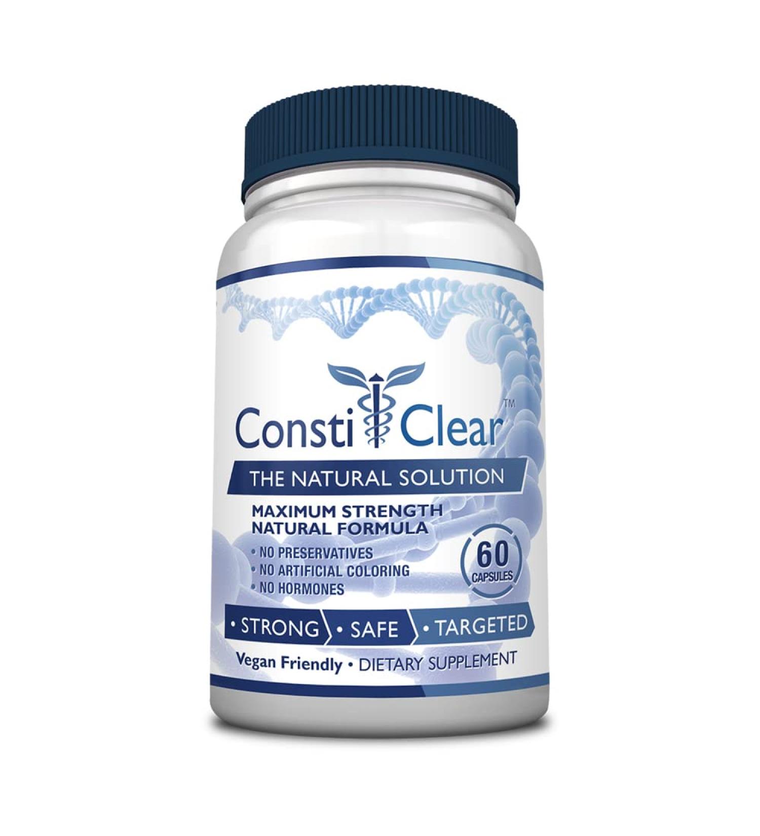 ConstiClear - Ease Constipation Improve Digestion Support Gut Flora - Contains Probiotic - 60 Capsules - Vegan 60 Count (Pack of 1) - Buy Online on GoSupps.com