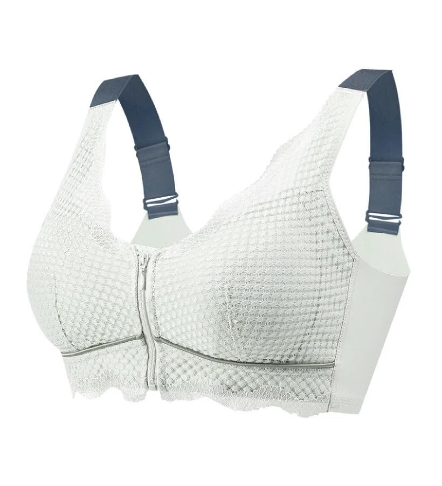 Front Closure Mastectomy Bras for Women | Thin Lace Wireless Bralette with Pocket - Green - Buy Online on GoSupps.com