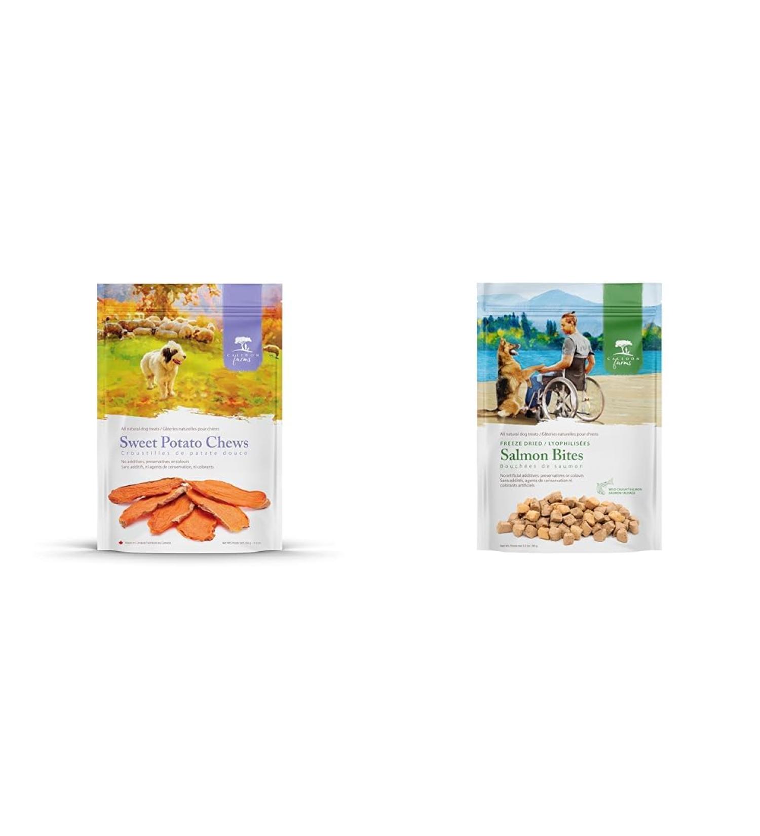 Caledon Farms Sweet Potato Chews Orange 1 Units & FREEZE DRIED SALMON BITES DOG TREATS 90 GRAMS TRAINING TREATS TOPPERS - Buy Online on GoSupps.com