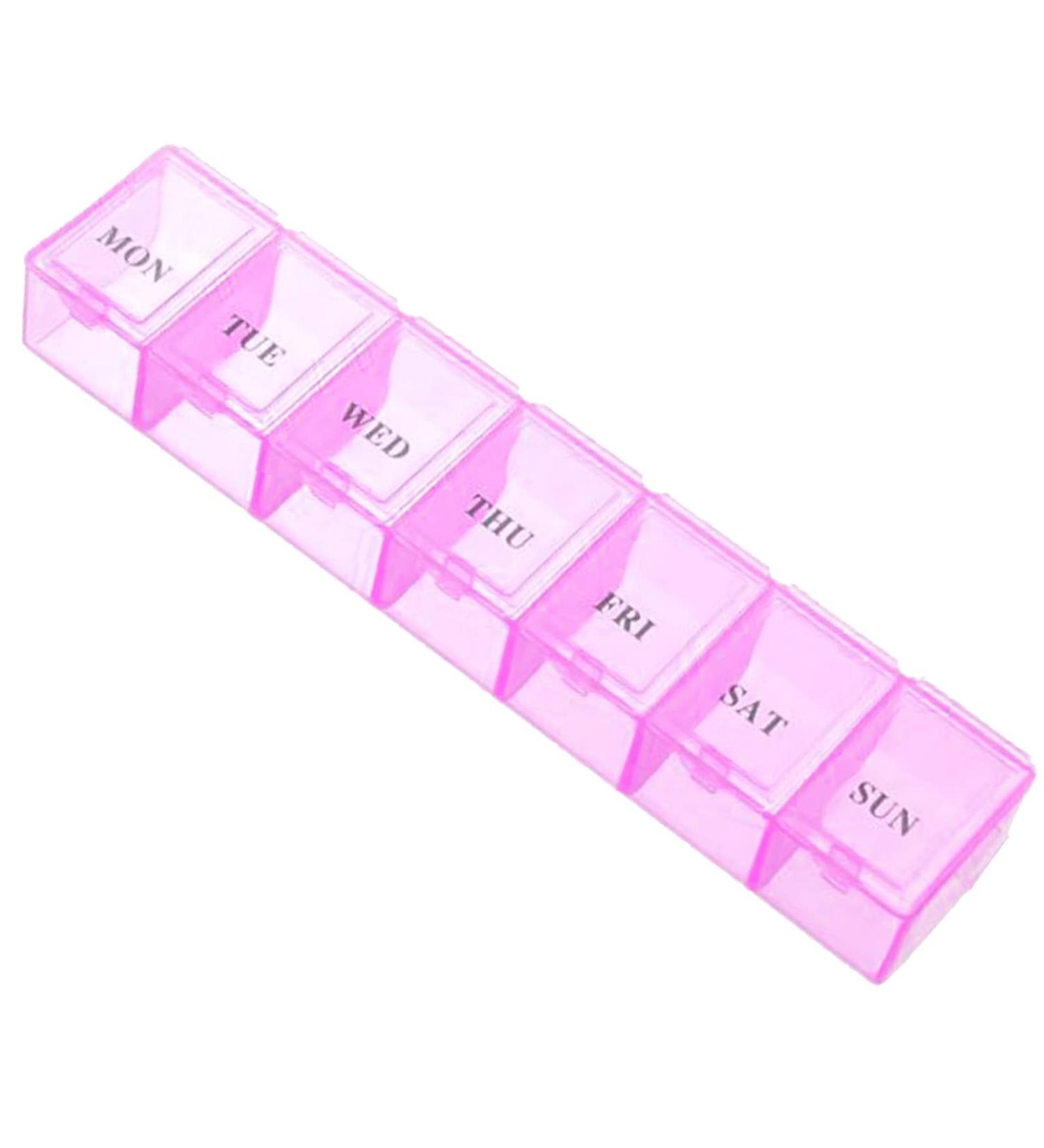 Pill Box Organiser 7 Day One Time a Day Pill Dispenser Storage Case for Medication Supplements Vitamins and Cod Liver Oil Pink - Buy Online on GoSupps.com