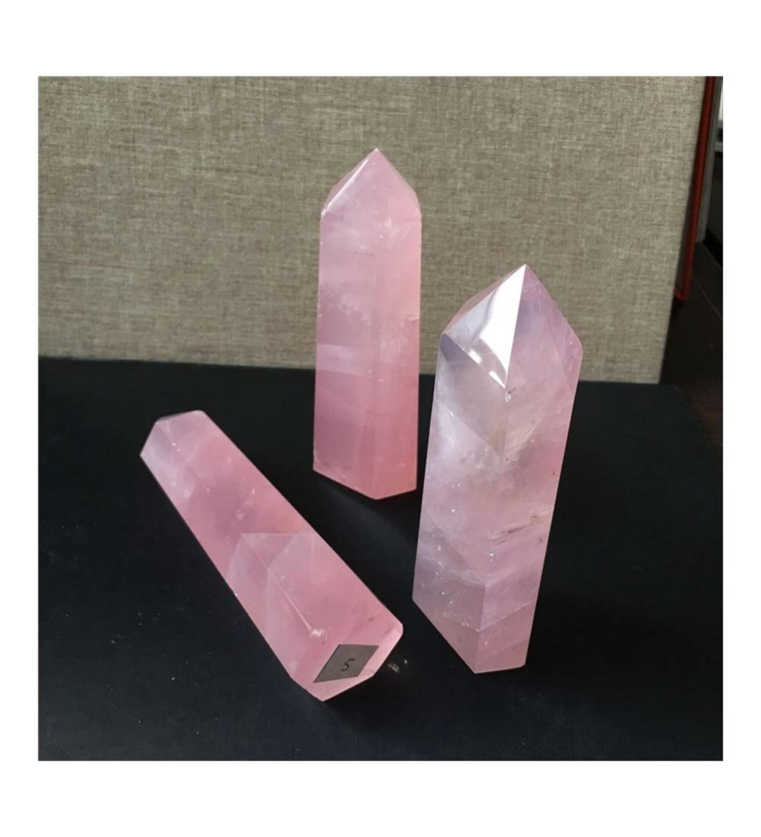ABUZIV Natural Rose Quartz Crystal Stick - 7-8cm Healing Column Pillar & Pendulum for Spiritual Wellness - Buy Online on GoSupps.com