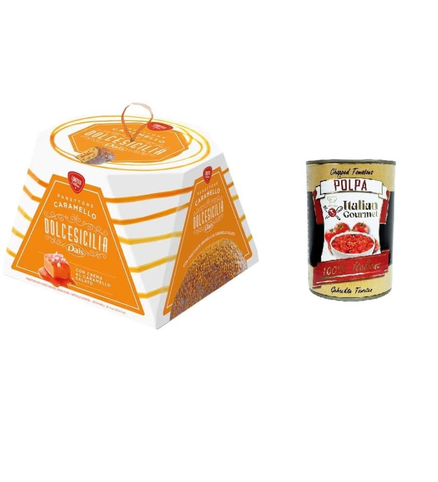 Dais Dolcesicilia Panettone Caramello Caramel Cake 800g+ Italian Gourmet Polpa 400g - Buy Online on GoSupps.com