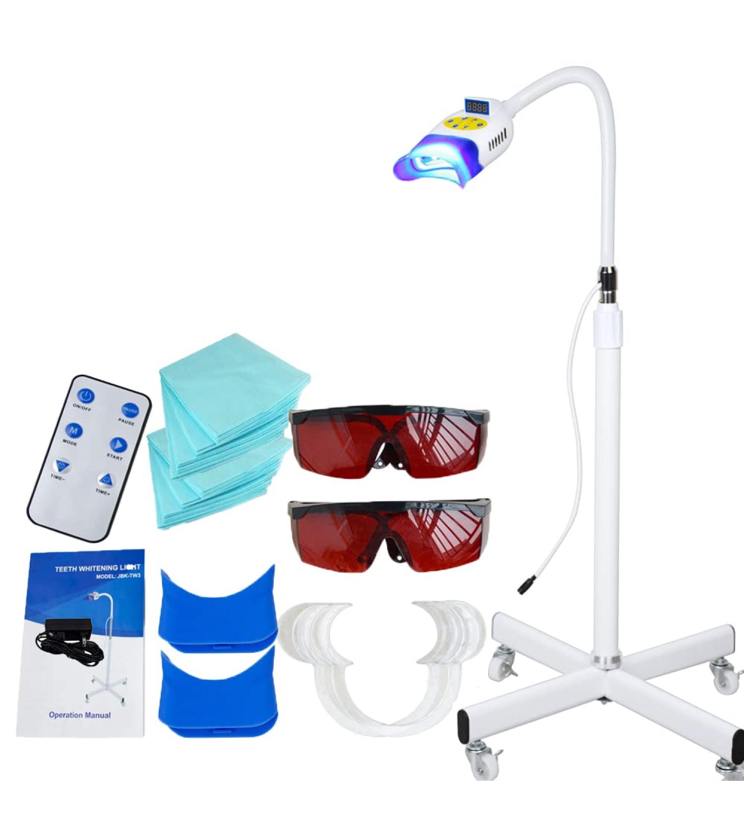 3 Mode LED Teeth Whitening Lamp - Professional Dental Bleaching Light with Disposable Bibs & Accessories for Optimal Whitening Results - Buy Online on GoSupps.com