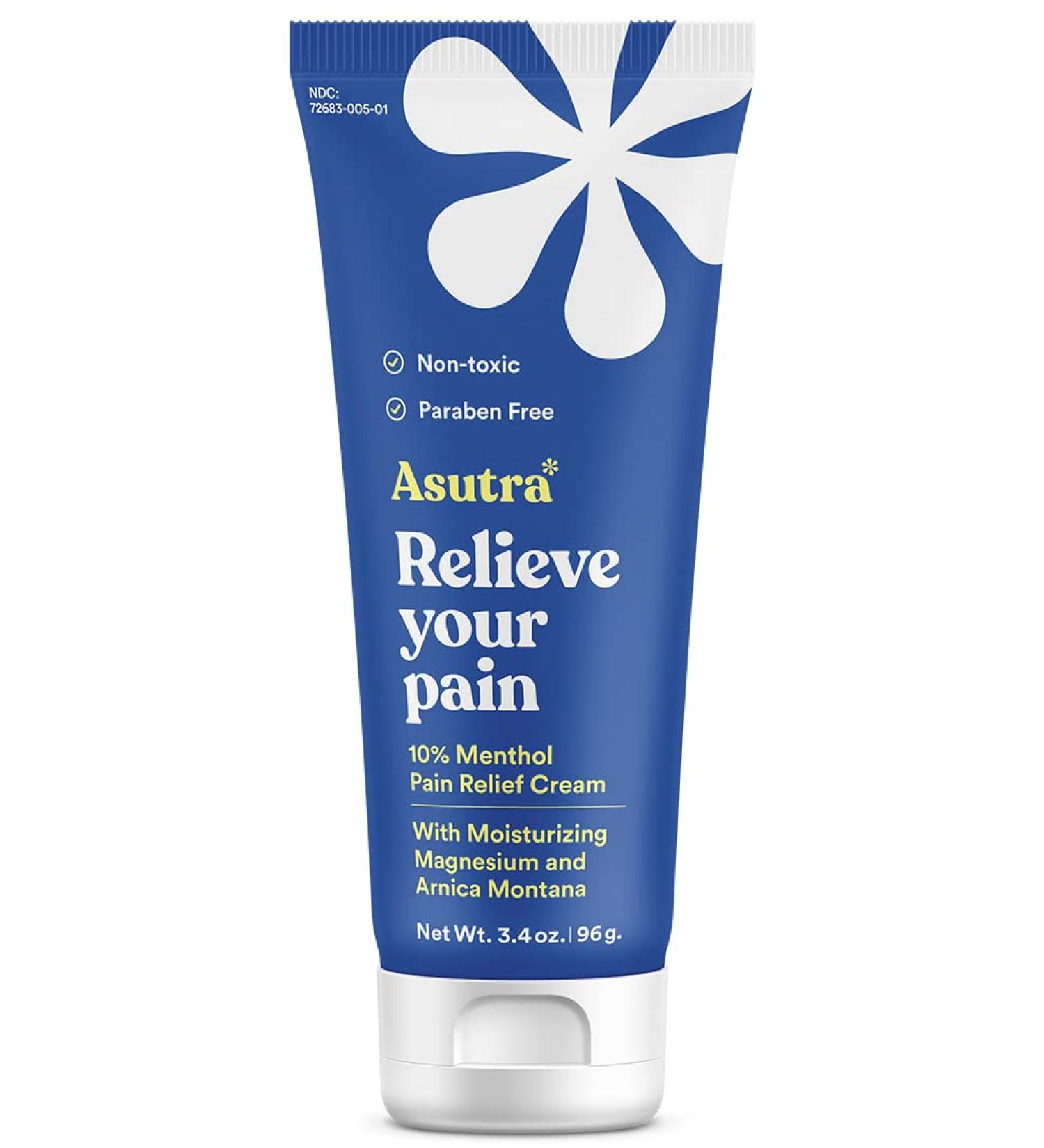ASUTRA Pain Relief Cream 3.38 oz | Cooling Formula with Magnesium, Menthol, and Arnica | Paraben-Free | Soothes Achy Joints and Sore Muscles - Buy Online on GoSupps.com