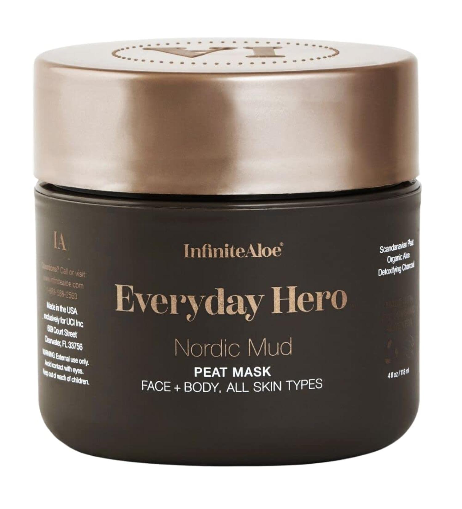 Ideal Nordic Mud Face Mask | Peat & Charcoal Skin Treatment | All Skin Types | 4 Oz | InfiniteAloe Everyday Hero Line - Buy Online on GoSupps.com