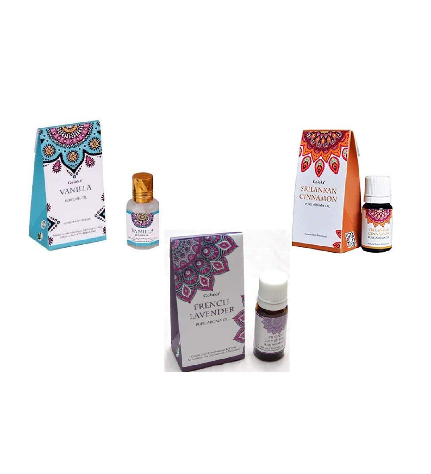 Buy GOLOKA Lavender - Cinnamon - Vanilla Essential Oil Set | 10 ml Canister | International Shipping - Buy Online on GoSupps.com