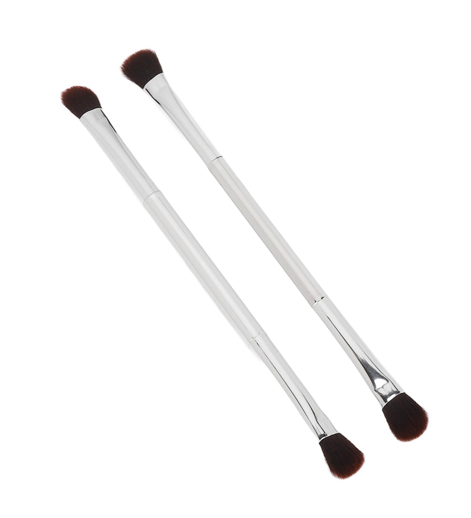 Double Ended Eyeshadow Brush Set - Silver Soft Fiber Hair Contour Tool for Makeup Artists & Women | International Shipping - Buy Online on GoSupps.com