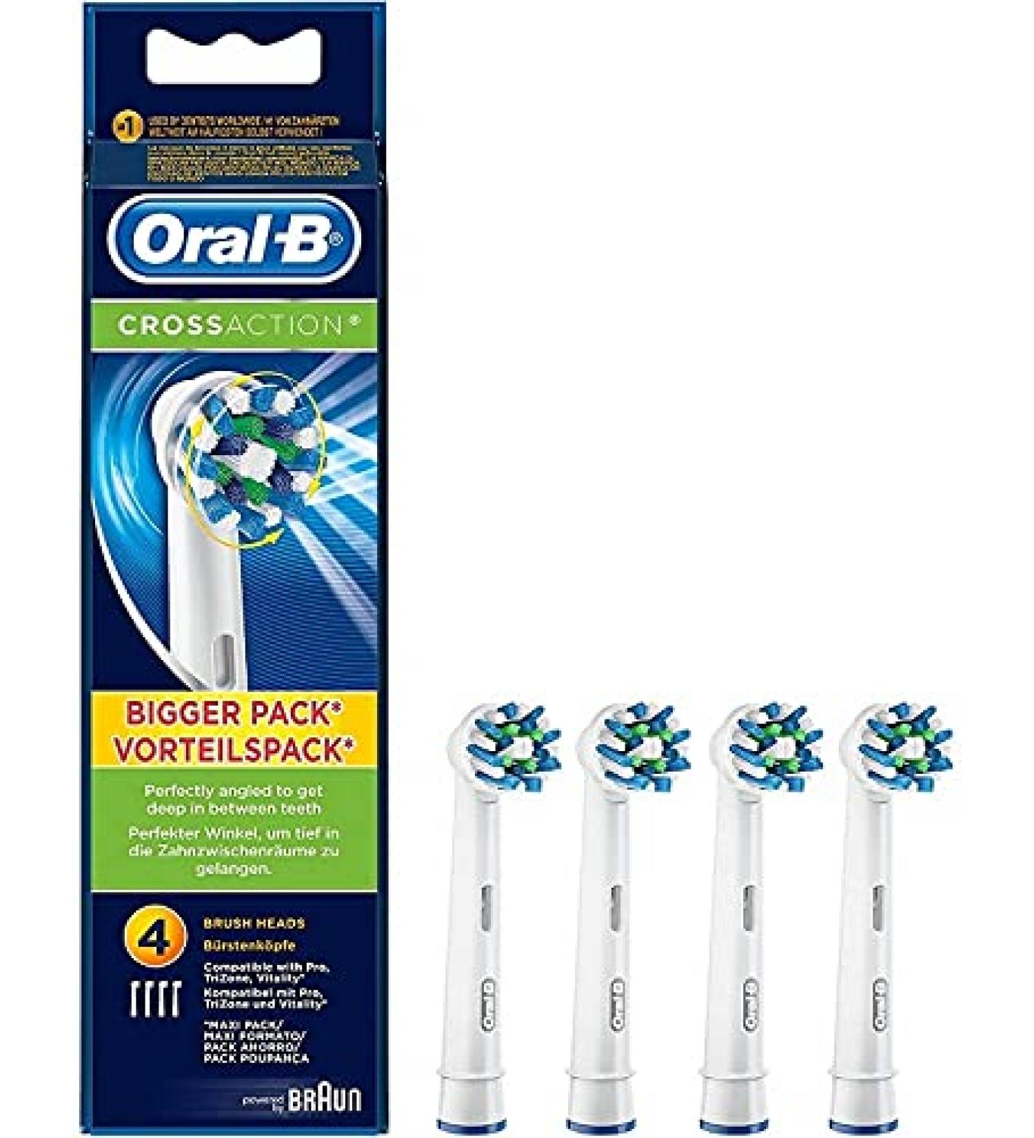 Oral-B Cross Action Heads, Pack of 4 White 4 Count (Pack of 1)