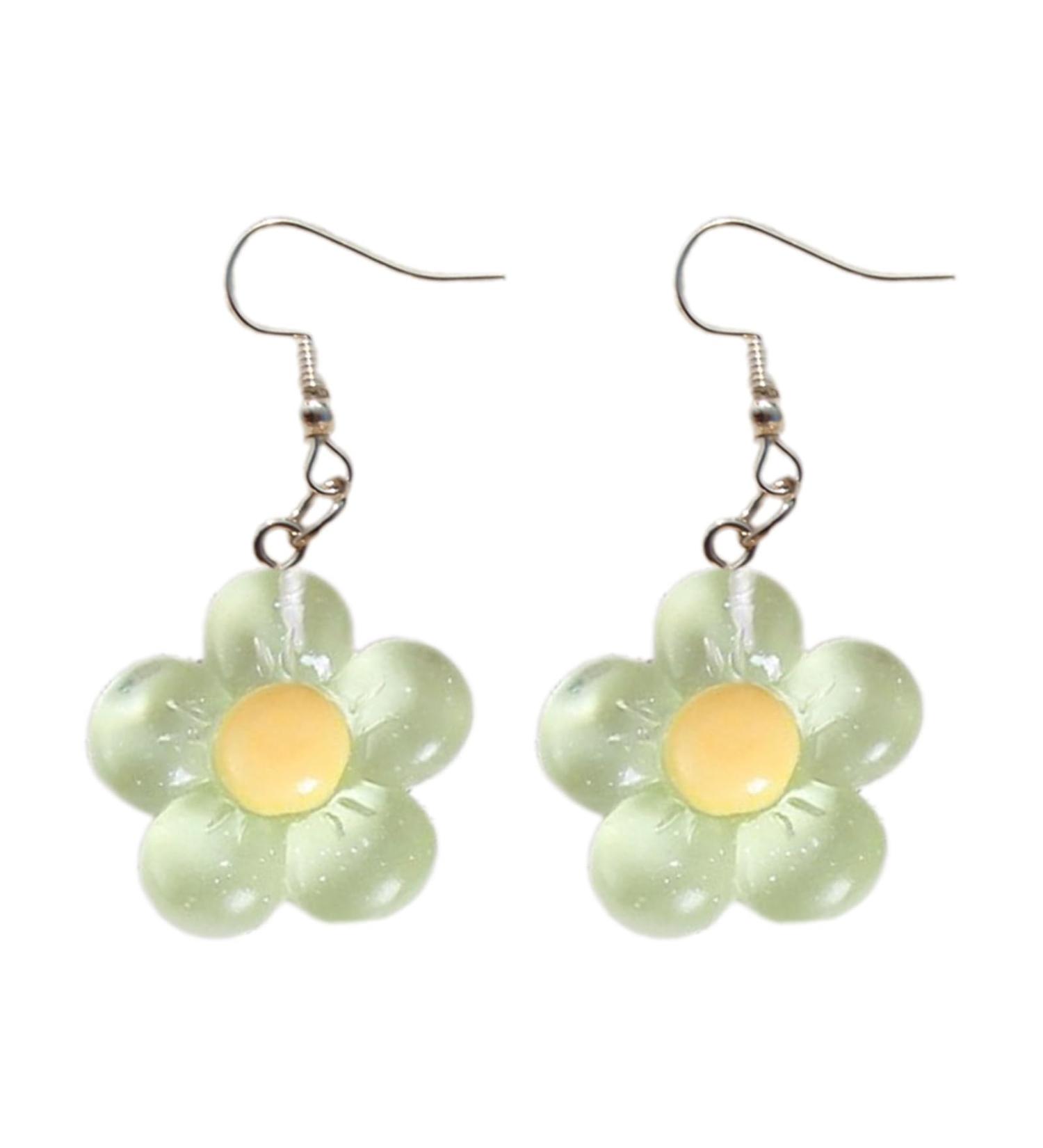 Feyley Earrings | Colorful Resin Flower Charm Dangle Earrings | Elegant Party Jewelry in Green - Buy Online on GoSupps.com