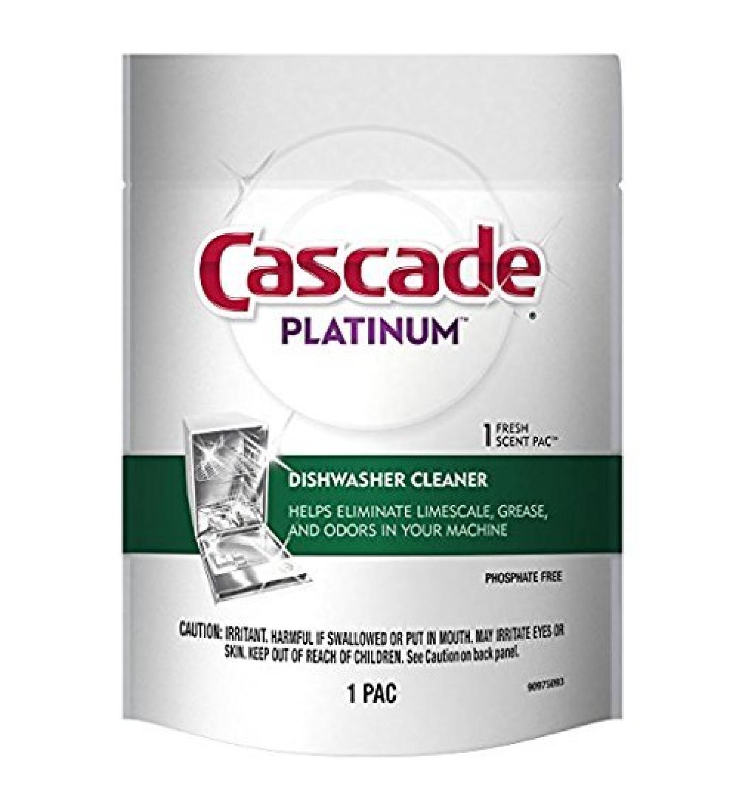 2-Cascade Platinum Dishwasher Cleaner 1-Fresh Scent Pac