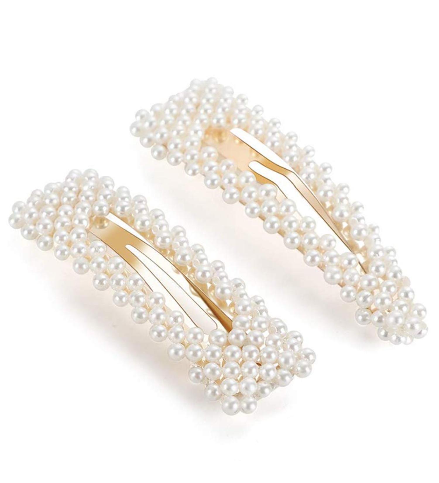 KINGMAS 2 Pack Large Pearl Hair Clips for Women & Girls - Handmade Fashion Barrette Ties for Party, Wedding, Daily Wear - Buy Online on GoSupps.com