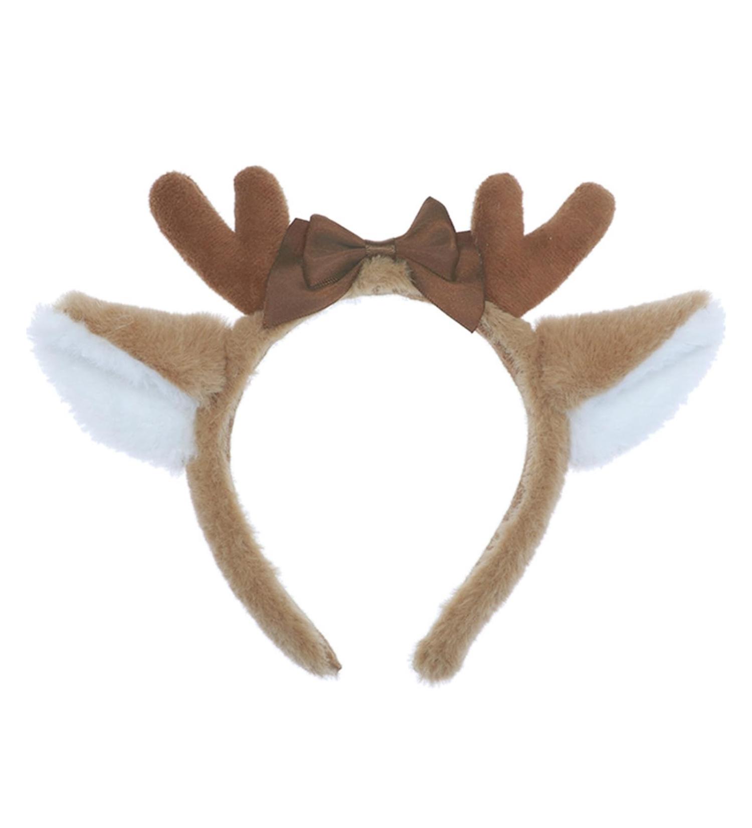 minkissy Deer Ear Headband Christmas BoBo Antlers Headband Plush Reindeer Bow Christmas Hat Cosplay Deer Hair Accessories Hairband Cosplay Christmas Party for Boy Girls - Buy Online on GoSupps.com