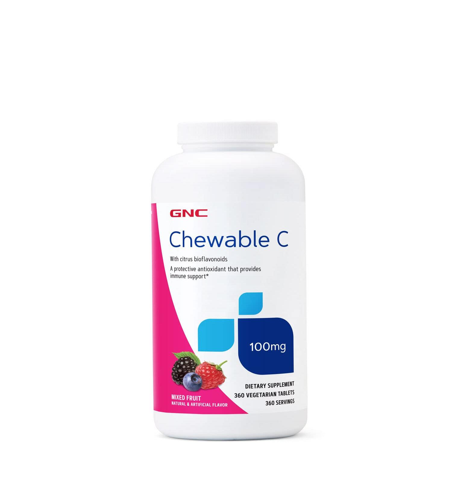 GNC Chewable C 100 MG - Mixed Fruit Flavor | Vitamin C Supplement - Buy Online on GoSupps.com