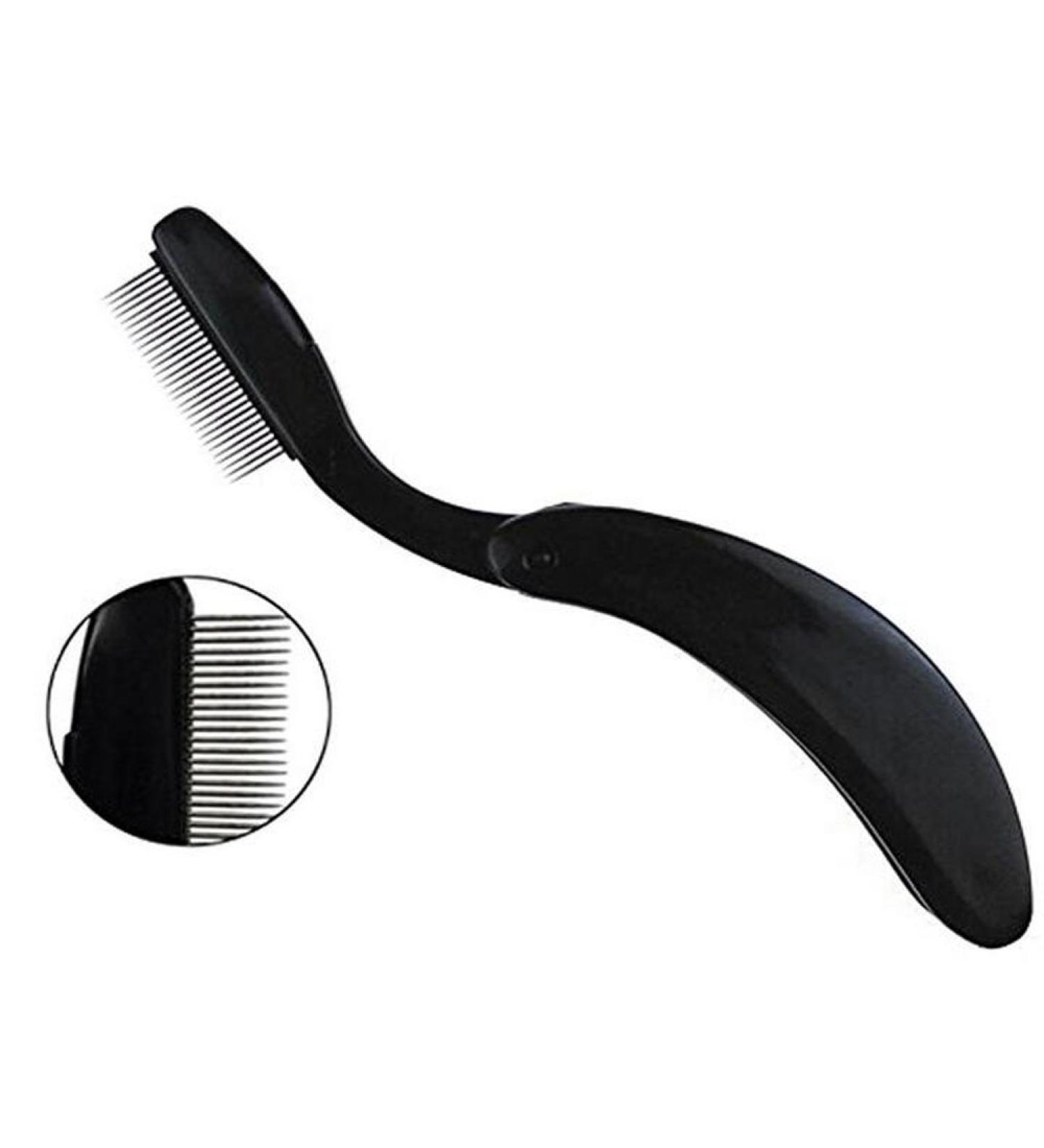 1PCS Black Professional Foldable Stainless Steel Teeth Eyelash Comb - Portable Eyebrow Brush Shaper Brow Groomer Mascara Comb Lash and Brow Makeup Brush Beauty Tool - Buy Online on GoSupps.com