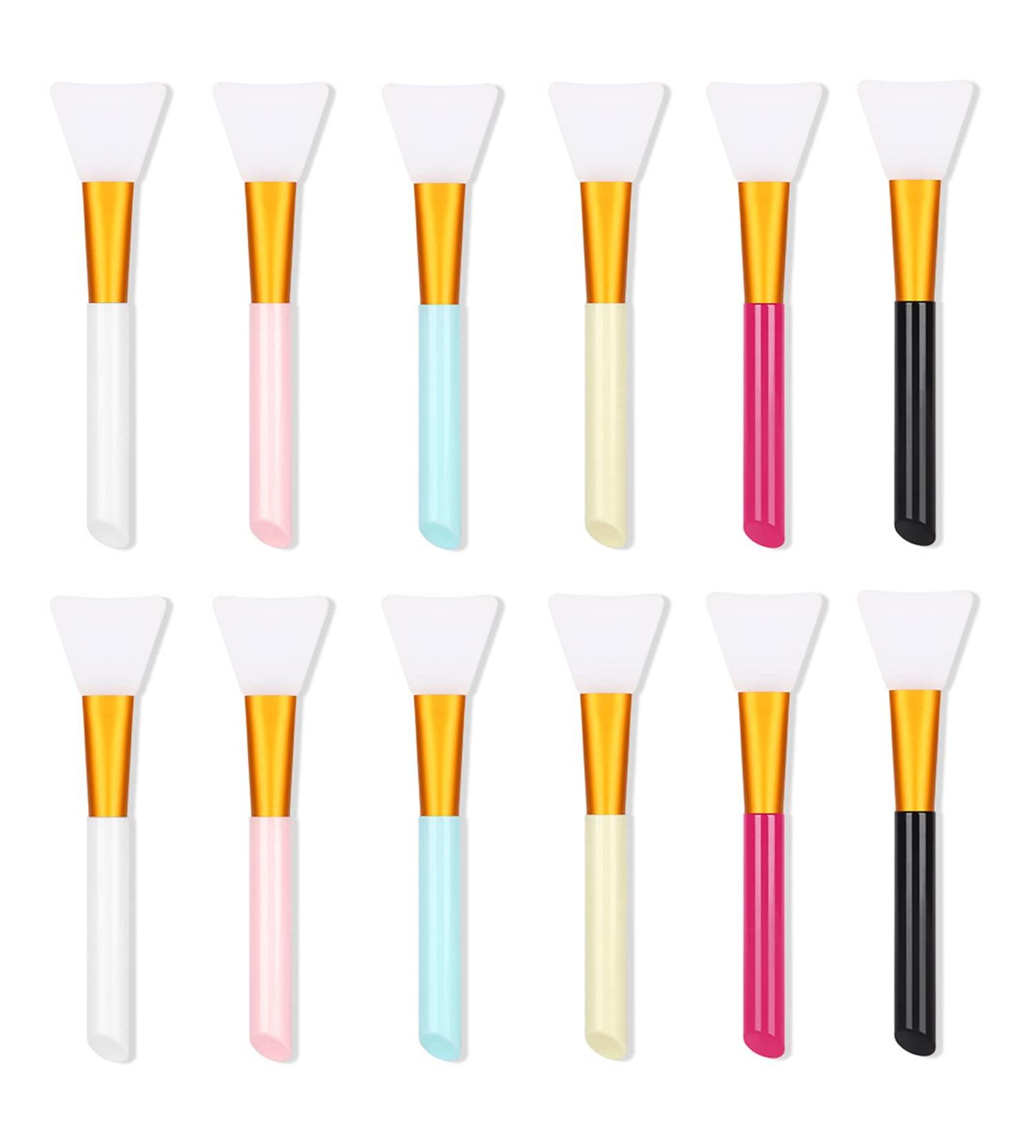 Shop 12 Pcs Silicone Face Mask Brush Set - Soft Mud Mask Applicator - 6 Color Combination for Flawless Beauty Application - Buy Online on GoSupps.com