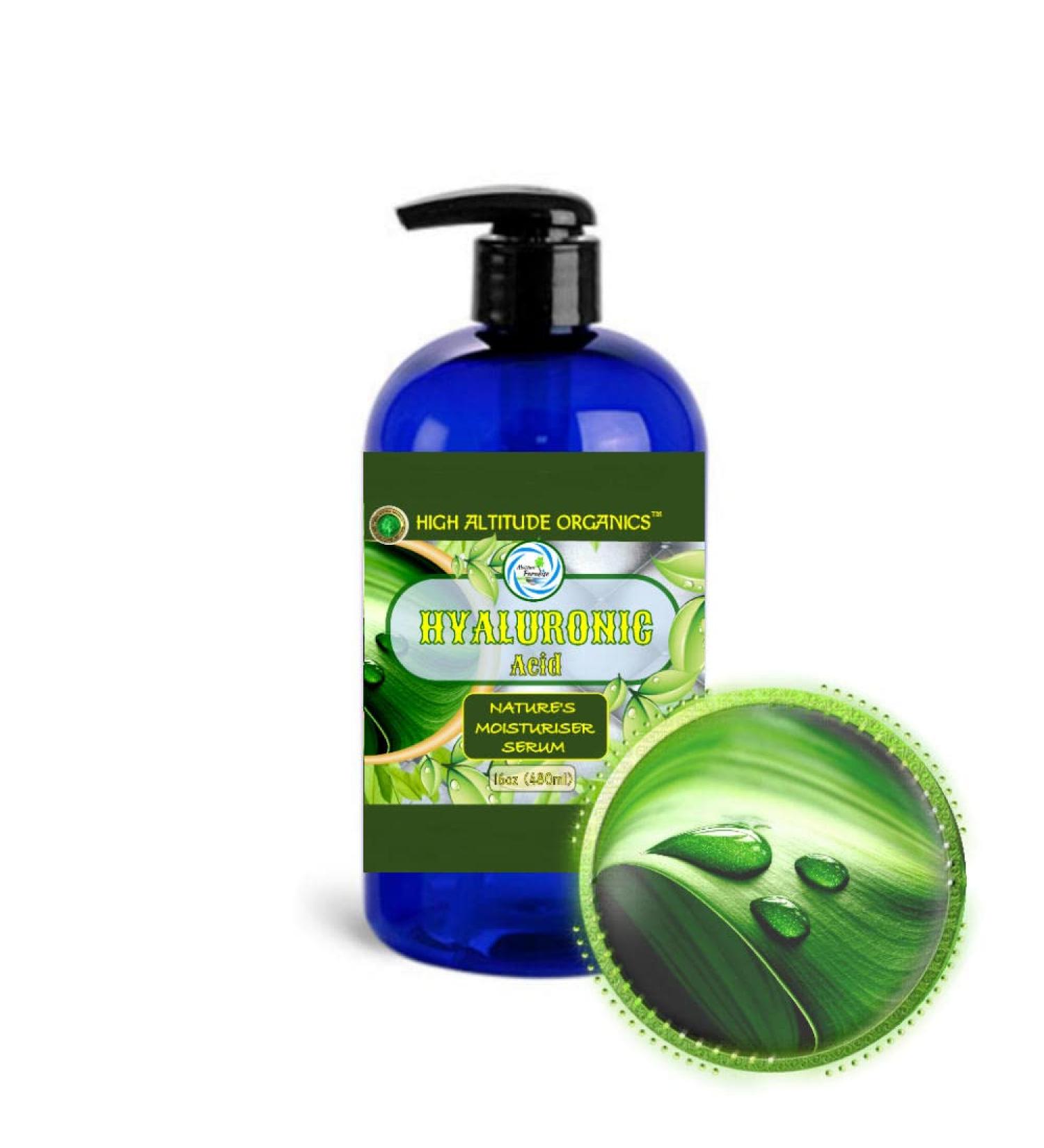 100% PURE Hyaluronic Acid Serum - Nature's Moisturizer - Low Malecular Weight -Organically Preserved - No Toxic Chemicals - by High Altitude Organics - 16 fl oz 480 ml