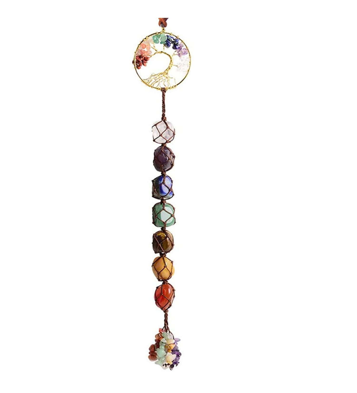7 Chakras Healing Crystals Natural Gemstones Spiritual Gifts for Women Polished Tumbled Stones Positive Energy Spiritual Meditation Hanging Ornament/Window Ornament/Feng Shui (Healing Crystals-03) - Buy Online on GoSupps.com