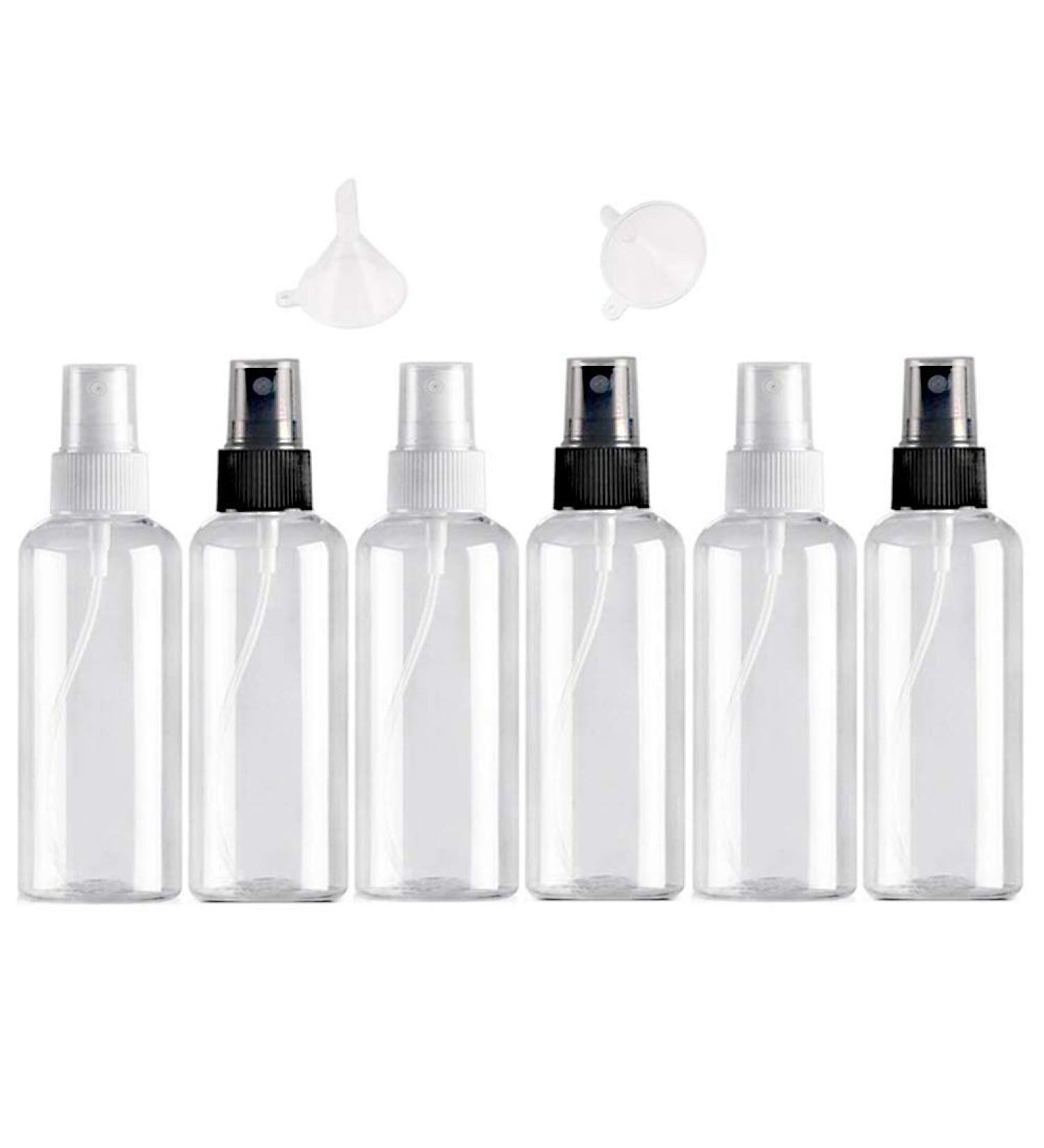 Usmlicer 6 Pack 50ml Transparent Fine Fog Spray Bottles - Travel-Sized Plastic Perfume & Deodorant Dispenser - Empty Refillable Robber Bottles - Buy Online on GoSupps.com