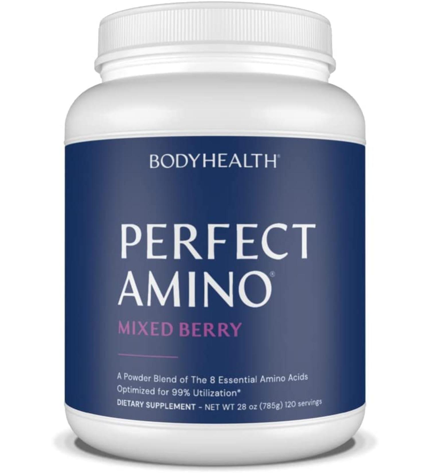 BodyHealth PerfectAmino XP Mixed Berry (120 Servings) Best Pre/Post Workout Recovery Drink  8 Essential Amino Acids Energy Supplement with 50% BCAAs  100% Organic  99% Utilization - Buy Online on GoSupps.com