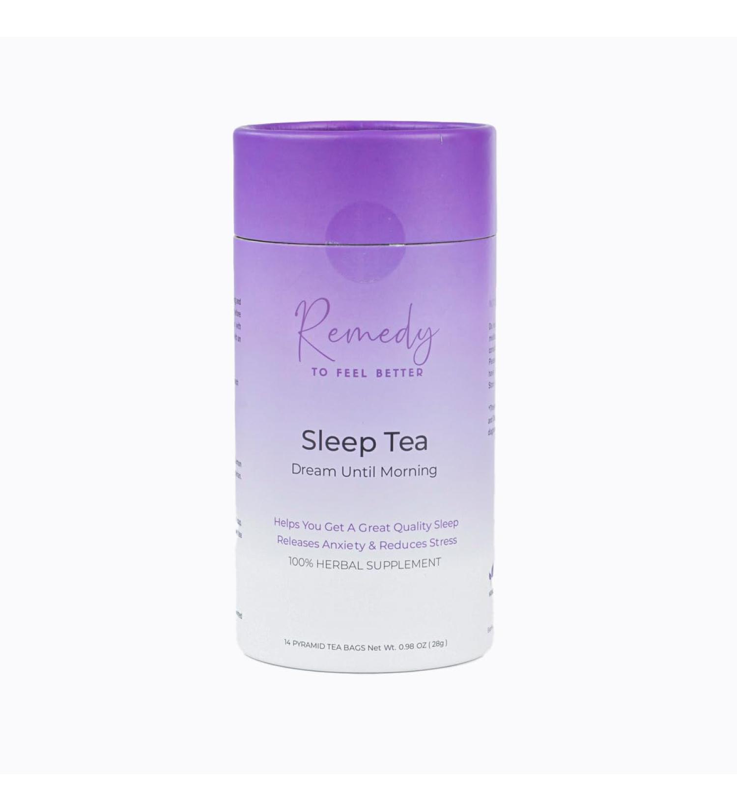 Remedy to Feel Better - Premium Sleep Tea - Quality Sleep Deep Relaxation - Reduces Stress Anxiety & Insomnia - 100% Natural Herbal Blend - Dream Peacefully Until Morning - Restful Night Solution - Buy Online on GoSupps.com