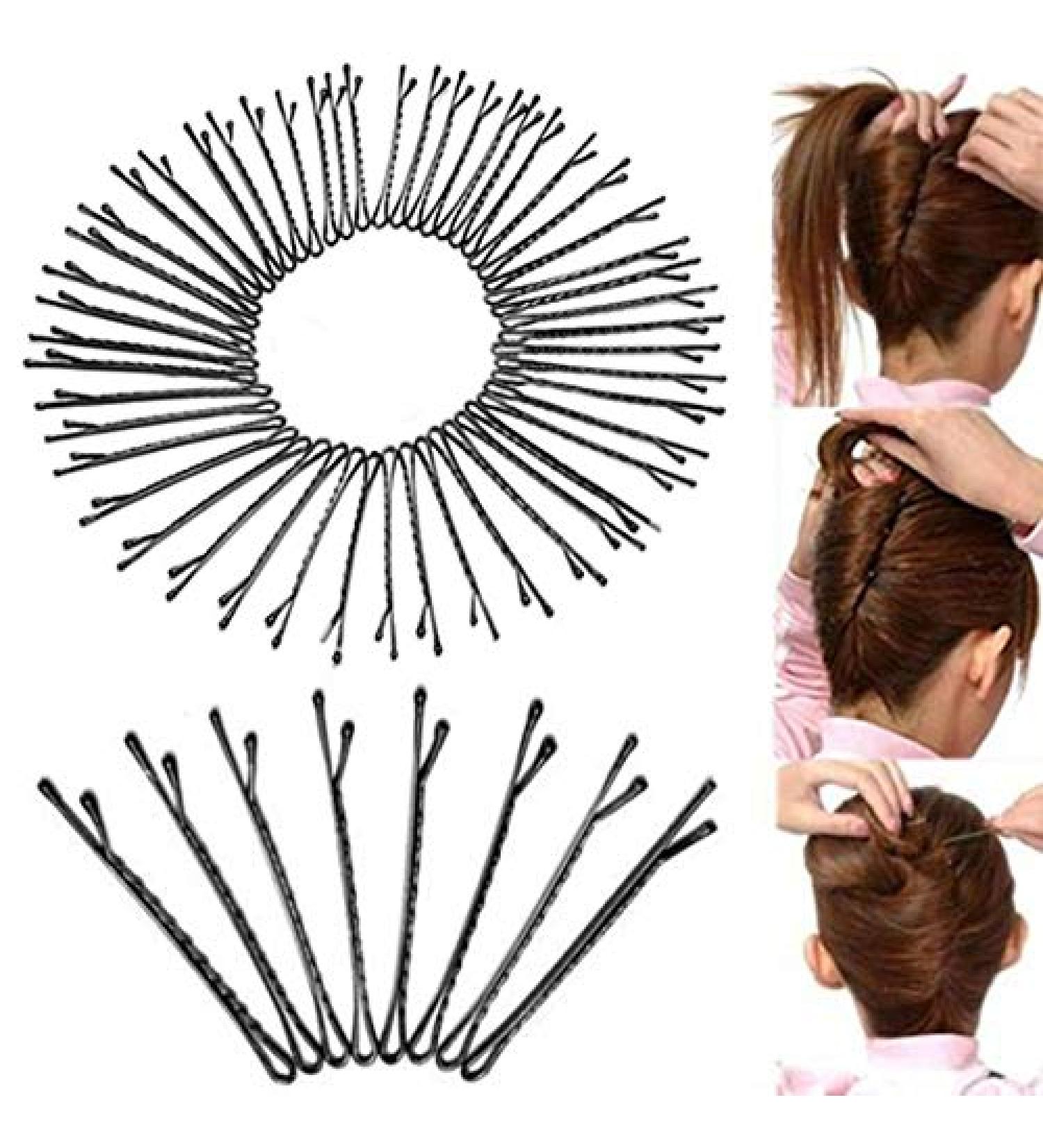 Benoon Black Jumbo Bobby Hairpins - 60 Metal Wave-Shaped Clips | Flat Lace Style Hairpins for Salon & Everyday Use - Buy Online on GoSupps.com
