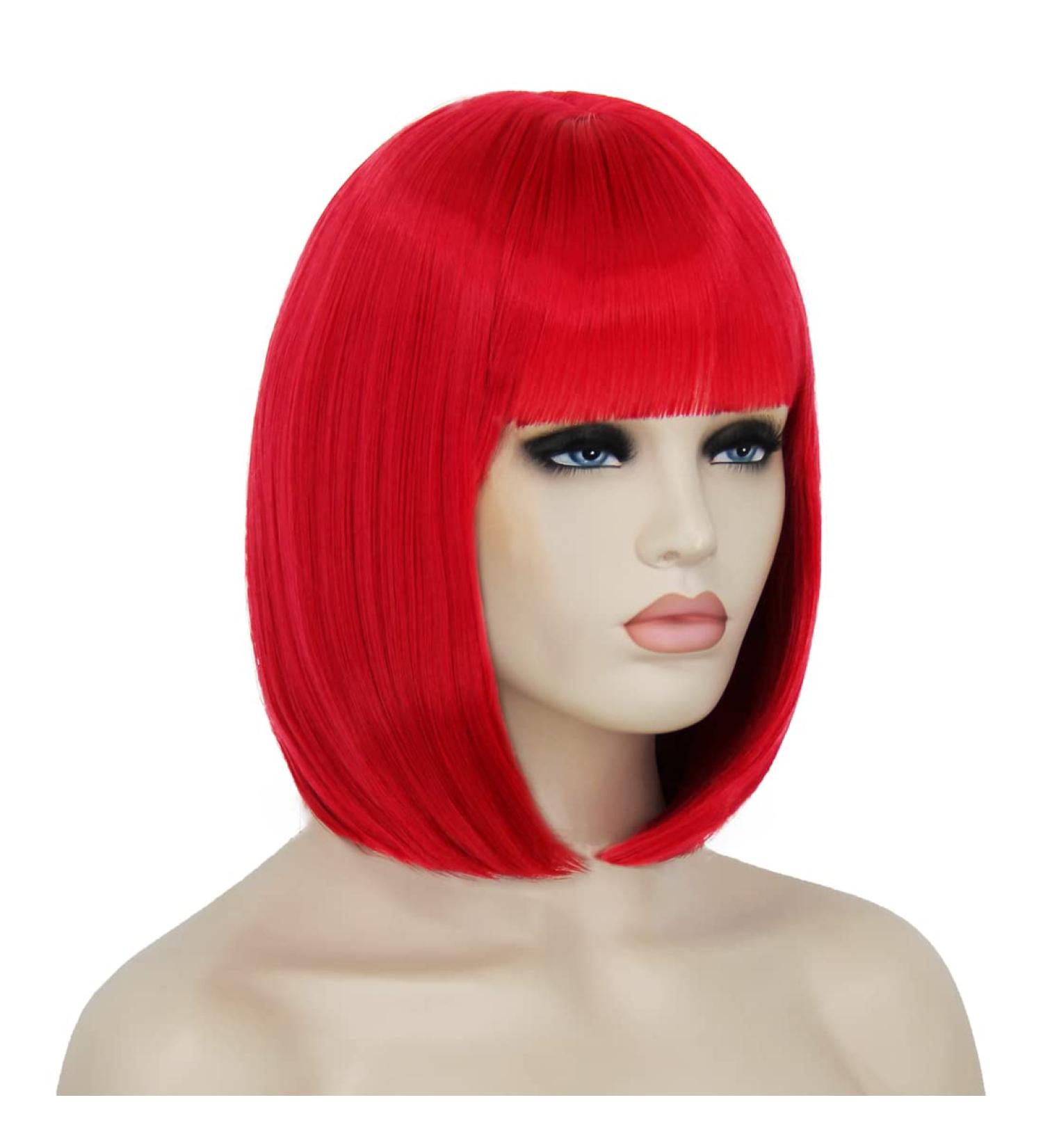 Bopocoko Short Red Bob Hair Wig with Bangs - Natural and Cute Daily Party Wig for Women (BU239R) - Buy Online on GoSupps.com