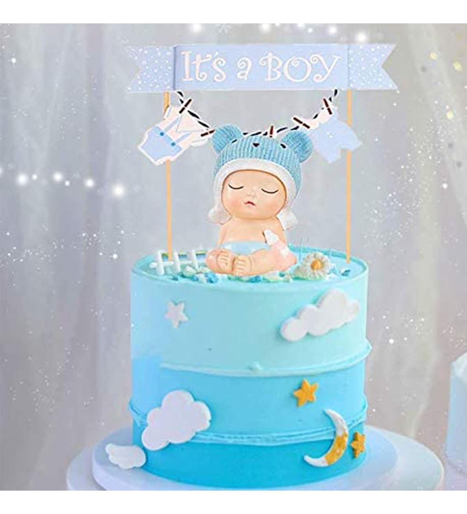 JeVenis Blue Baby Boy Cake Decoration Oh Boy Cake Decoration Its a Boy Cake Topper Baby Boy Cake Topper - Buy Online on GoSupps.com