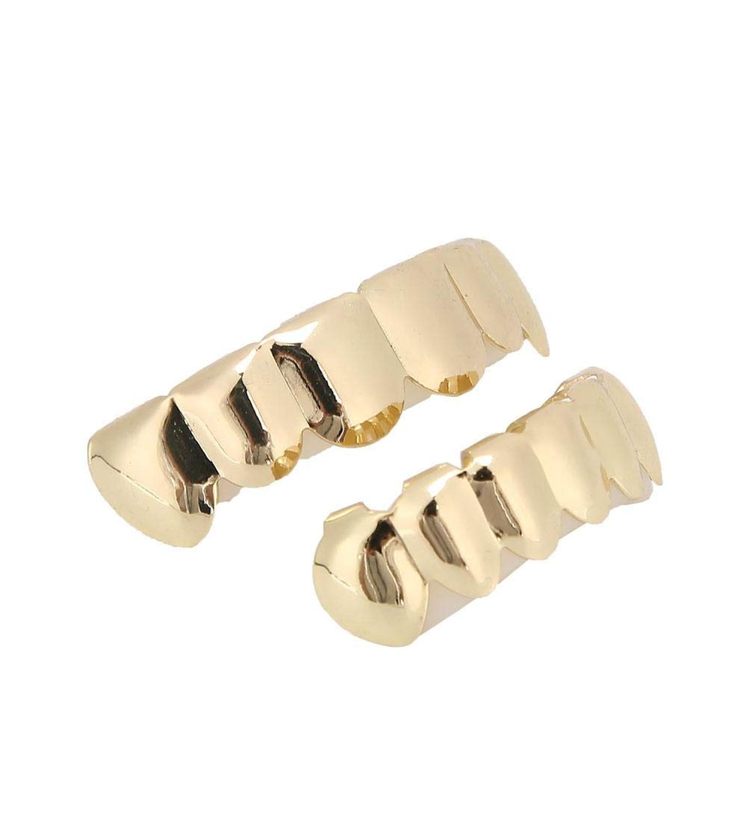 Hiphop Jewelry Braces Shiny Grillz Teeth Set Bling Grillz Teeth Decoration Gold-Plated Hip-Hop Gold Braces for Halloween Party Hip Hop Show - Buy Online on GoSupps.com