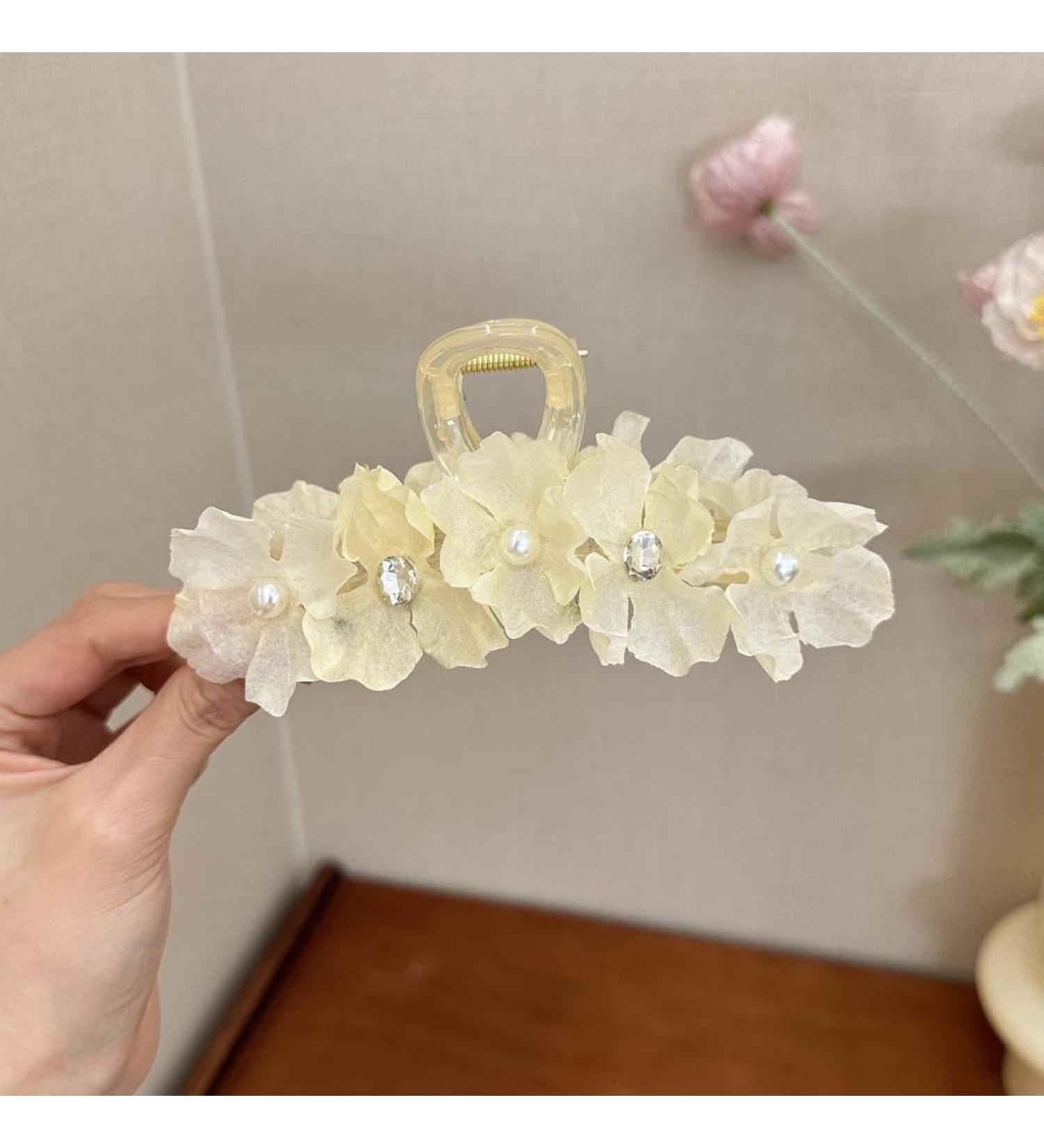 Yneyi Flower Hair Claw Clip Flower Hair Clip Flower Claw Clip Hair Accessories For Women (White Big) - Buy Online on GoSupps.com