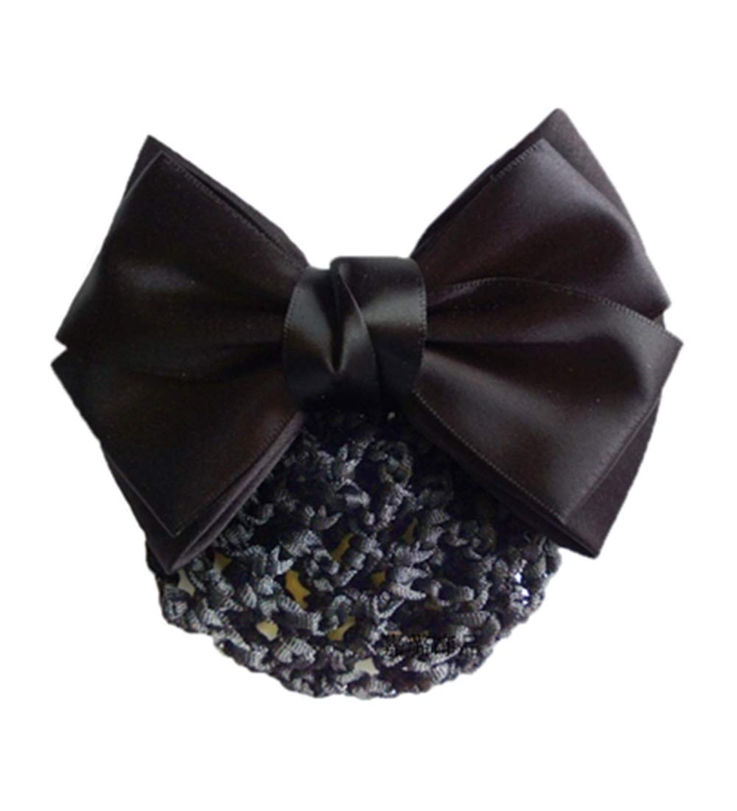 Women Hair Bun Cover Net Snood Hairnet Bowknot Decor Barrette Hair Clip Bow Lace Flower Hair Accessories(Black) - Buy Online on GoSupps.com