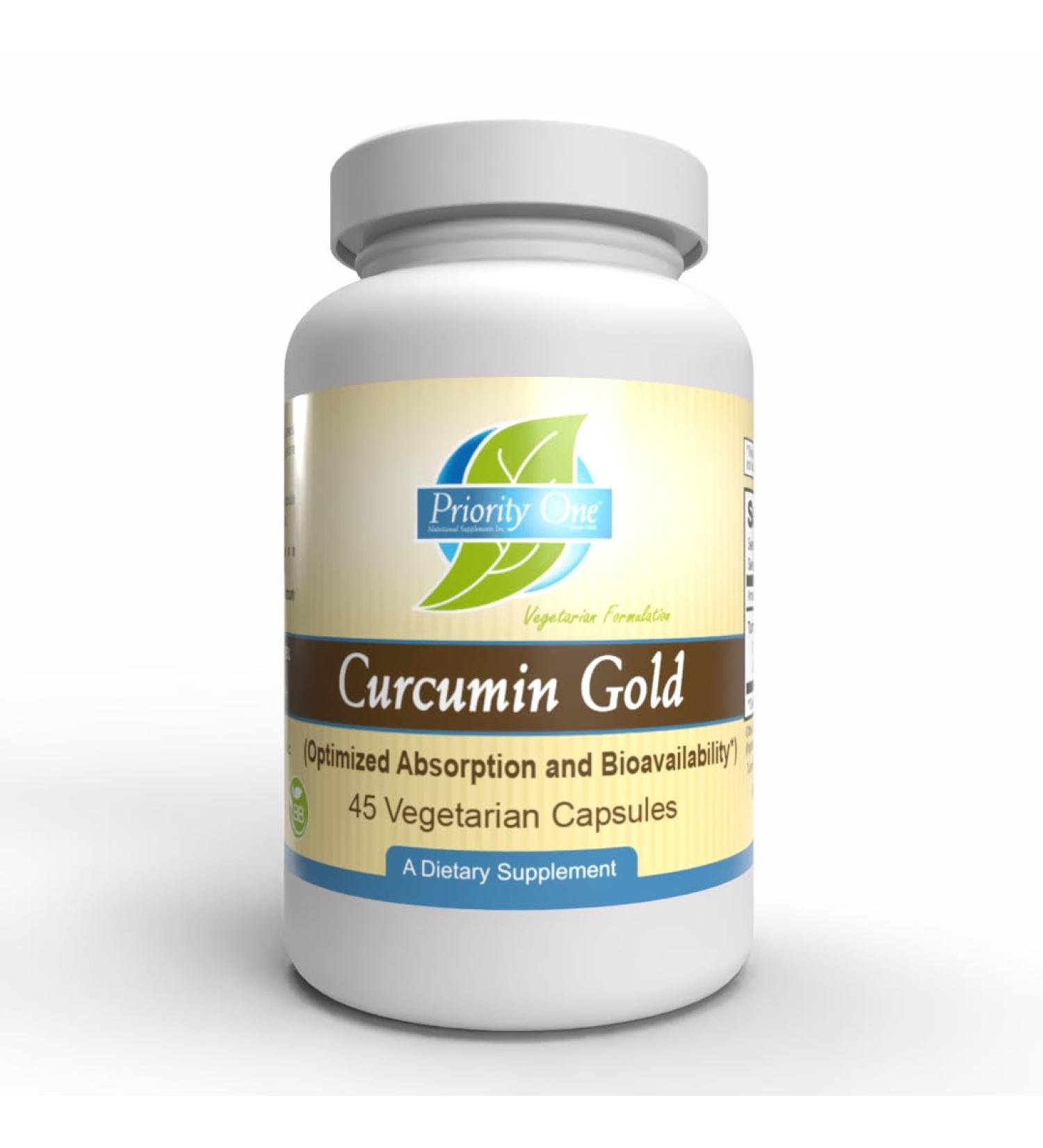 Priority One Vitamins Curcumin Gold 45 Vegetarian Capsules TurmiPure Gold is The World s First bioequivalent Turmeric Extract* - Buy Online on GoSupps.com