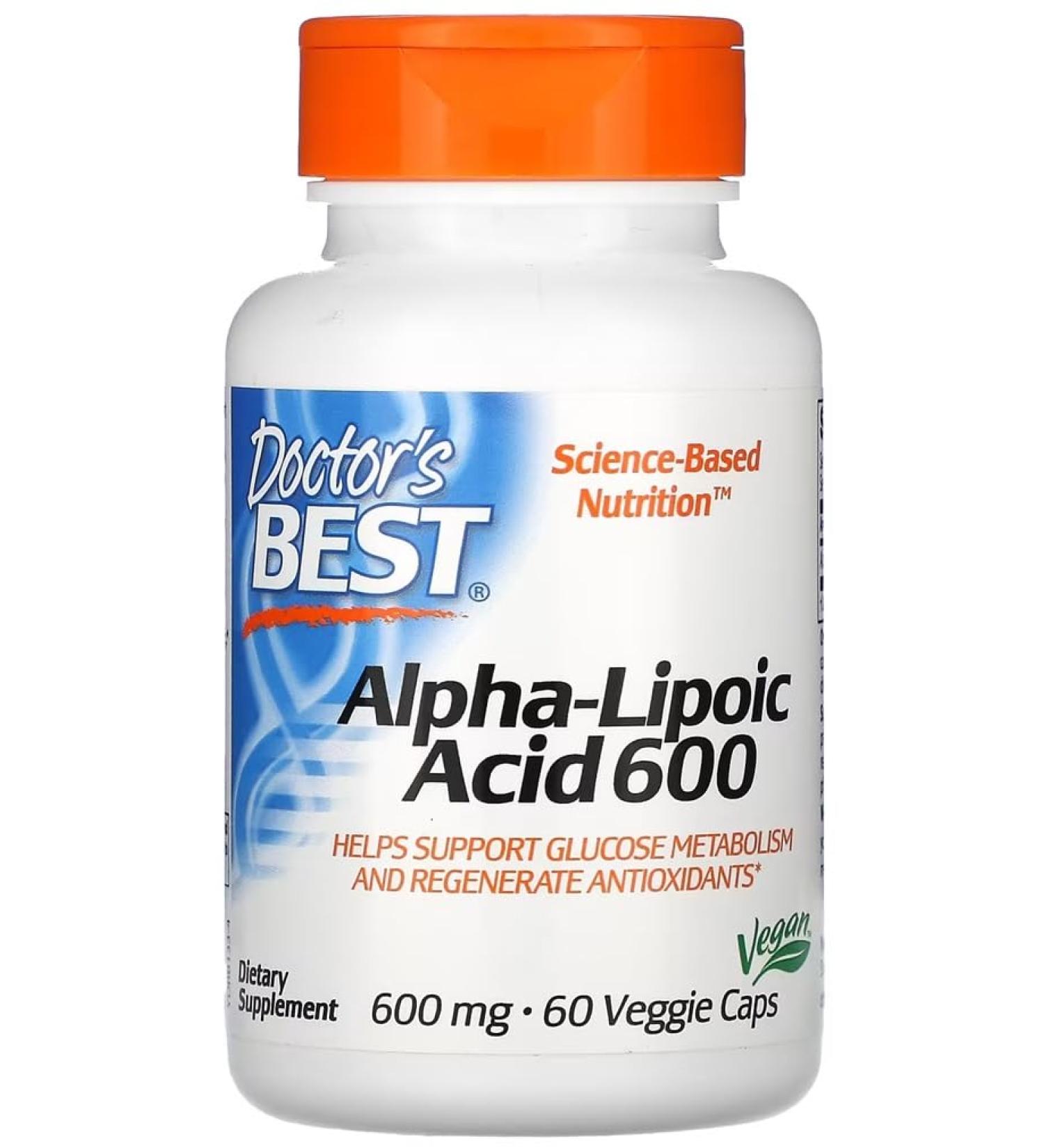 Doctor's Best - Acide alpha-lipo que | 600 mg - 60 g lules v g taliennes aux propri t s antioxydantes - Buy Online on GoSupps.com
