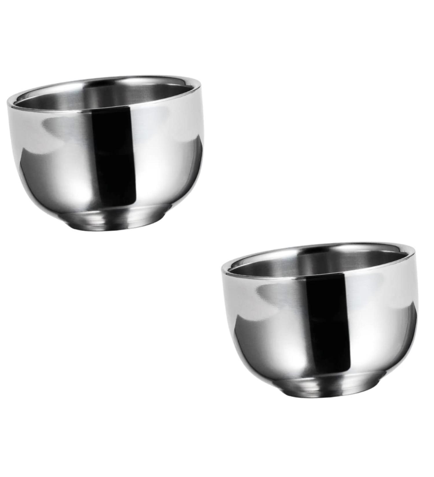 Minkissy 2-Pc Stainless Steel Razor Shell Shaving Mug Set | Rustproof Foam Cup for Men | Durable & Stylish Shaving Tools | 7.3x5cm - Buy Online on GoSupps.com