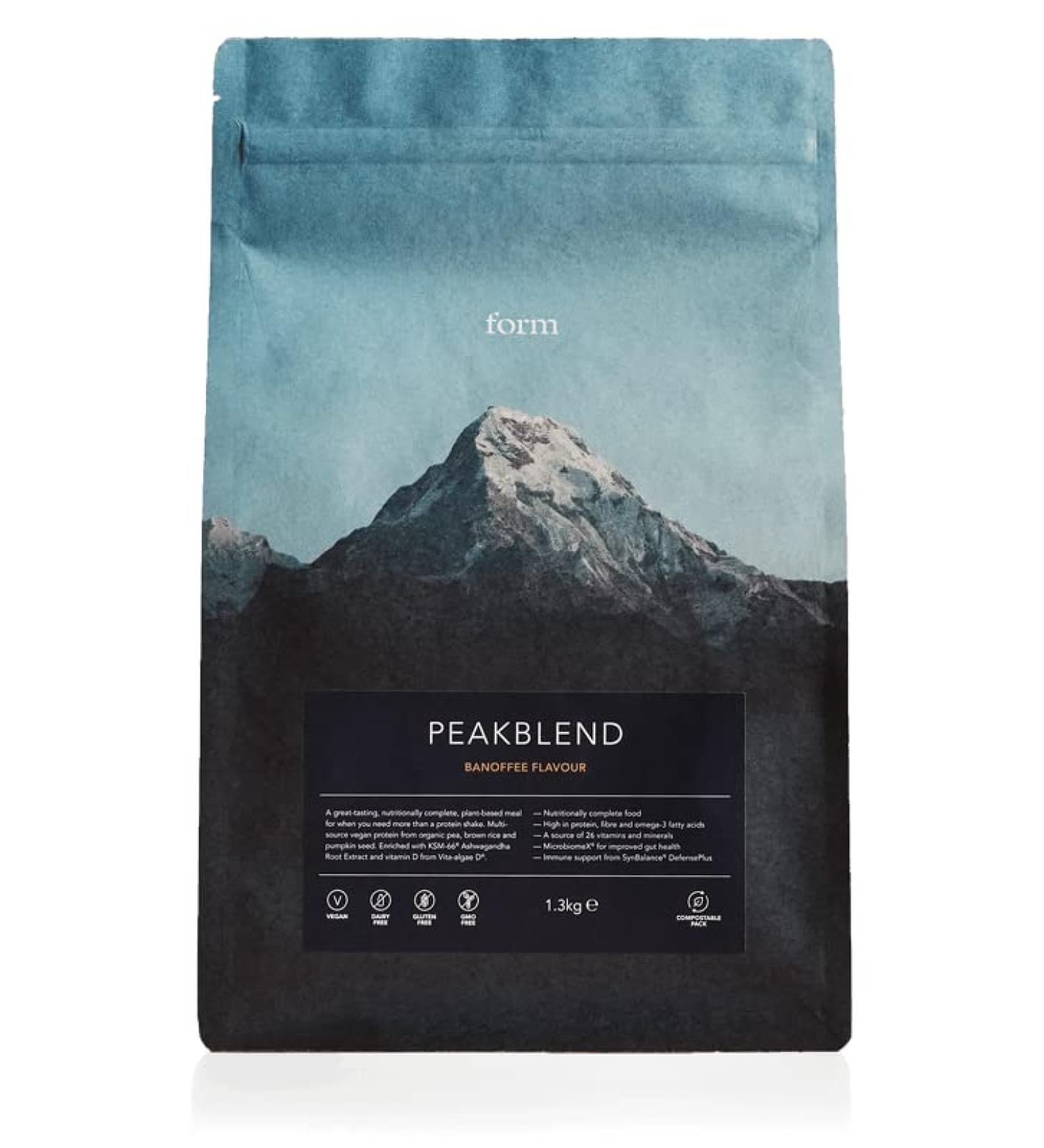 Form Peakblend - Vegan Meal Replacement Shake | High protein & fibre | 26 vitamins & minerals | meal replacement powder with no artificial sweeteners |13 servings - 1.3kg (Chocolate Peanut) - Buy Online on GoSupps.com