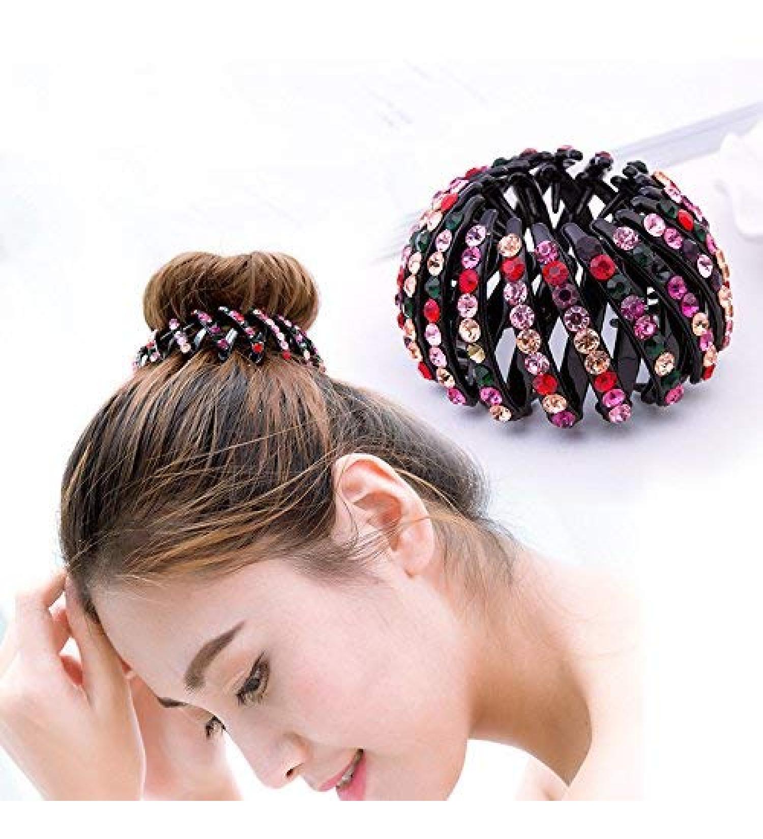 Fancyland Expandable Ponytail Holder & Strass Bun Maker | Stylish Acrylic Hair Clip for Fast Volume & Easy Styling - Buy Online on GoSupps.com